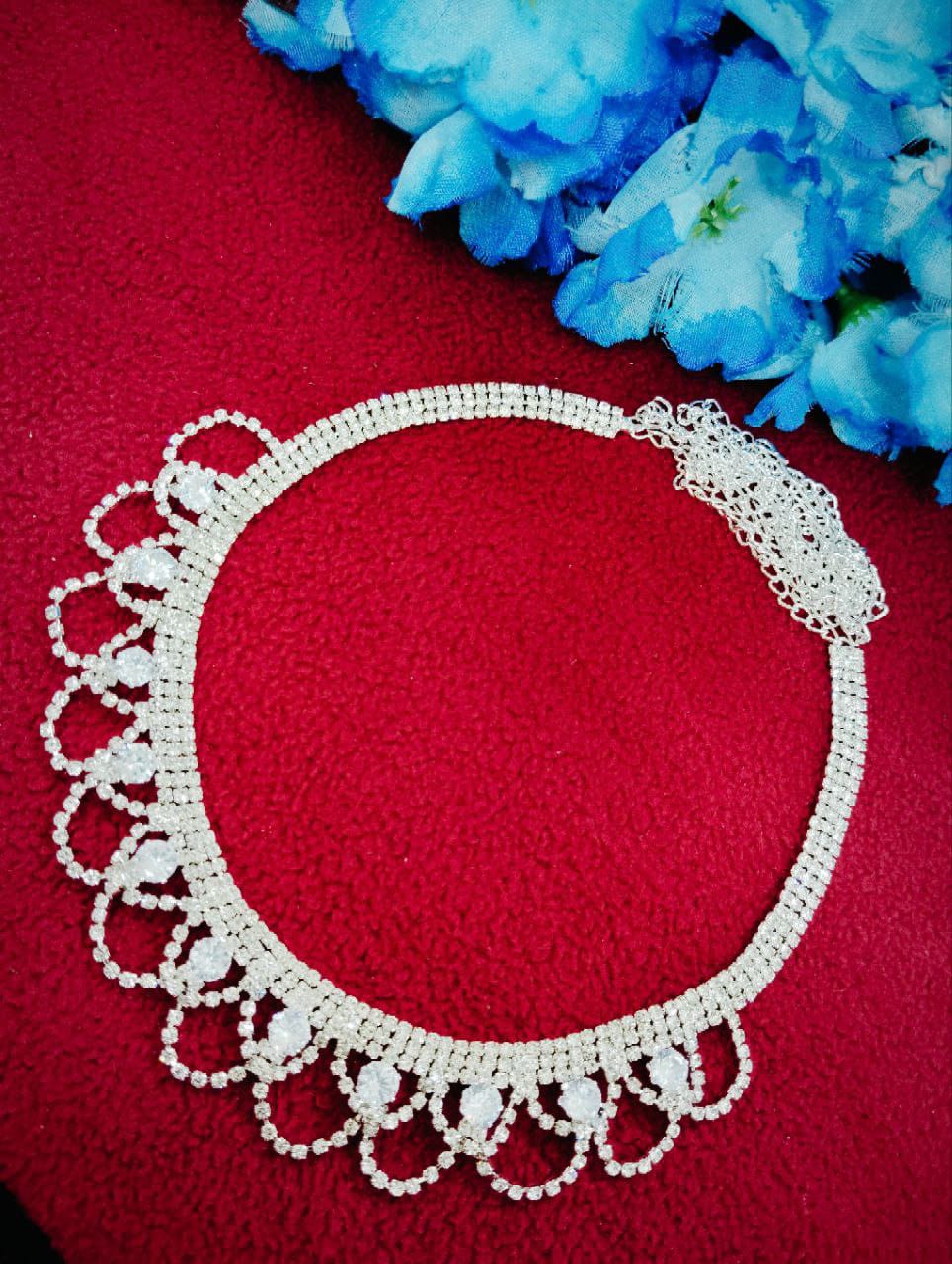 American Diamond Stone Designed Silver Color Hip Chain Near Me