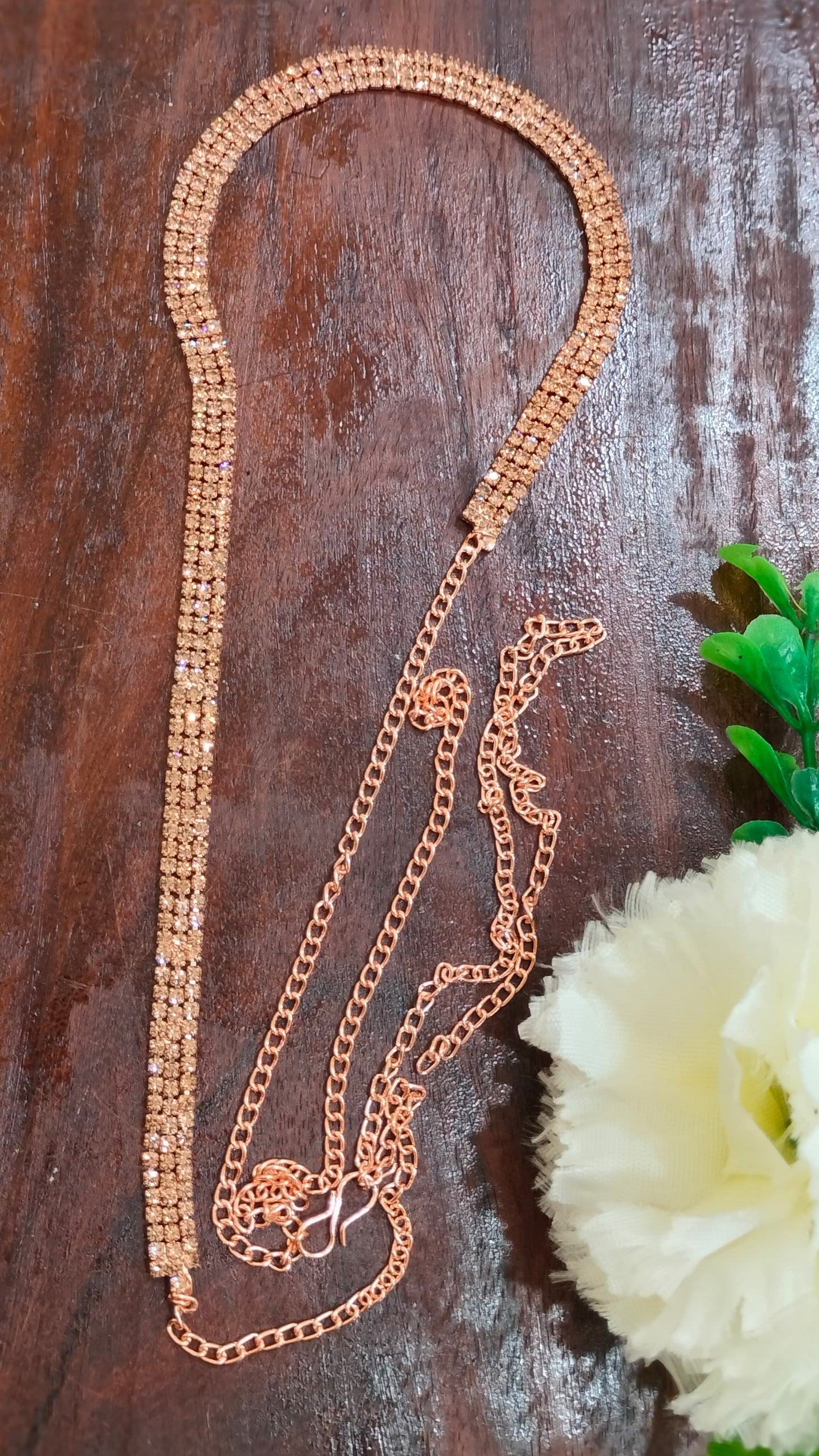 Gold Color Antique Gold Stone Worked Hip Chain Near Me