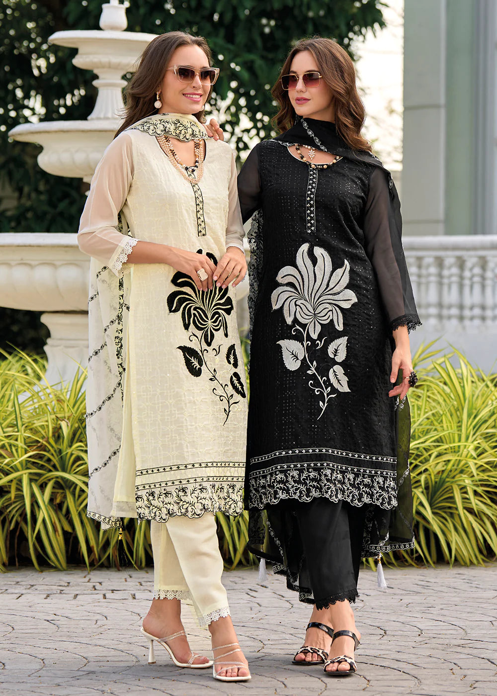 Graceful Black Color Heavy Organza With Fancy Embroidery Salwar Suits In USA