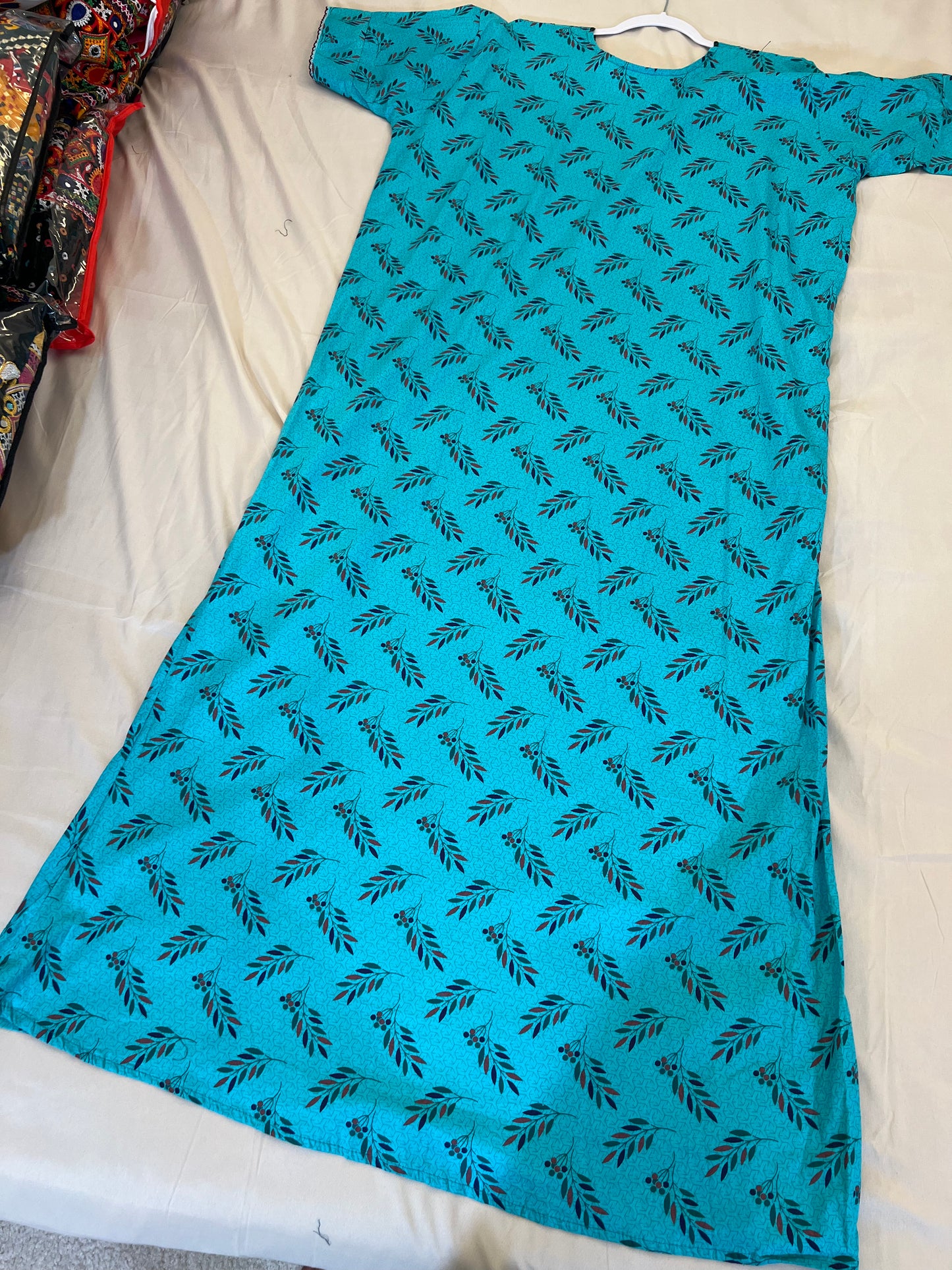 Comfy Sea Blue Color With Complete Design Nighty In USA