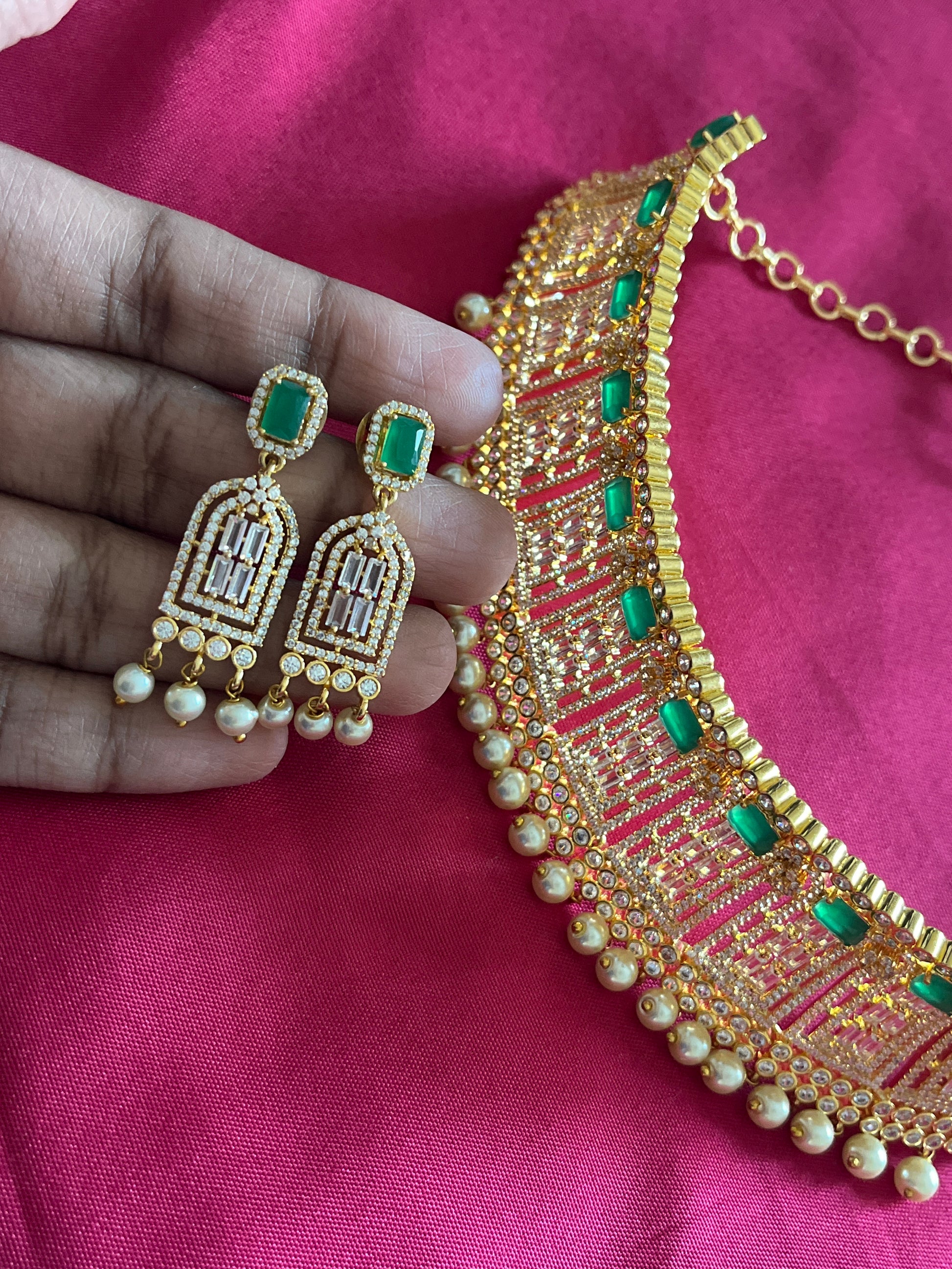 Gold Plated Necklace Set And Earrings In USA