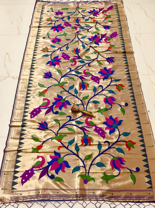 Dazzling Soft Silk Zari Work Gold Colored Designer Dupatta