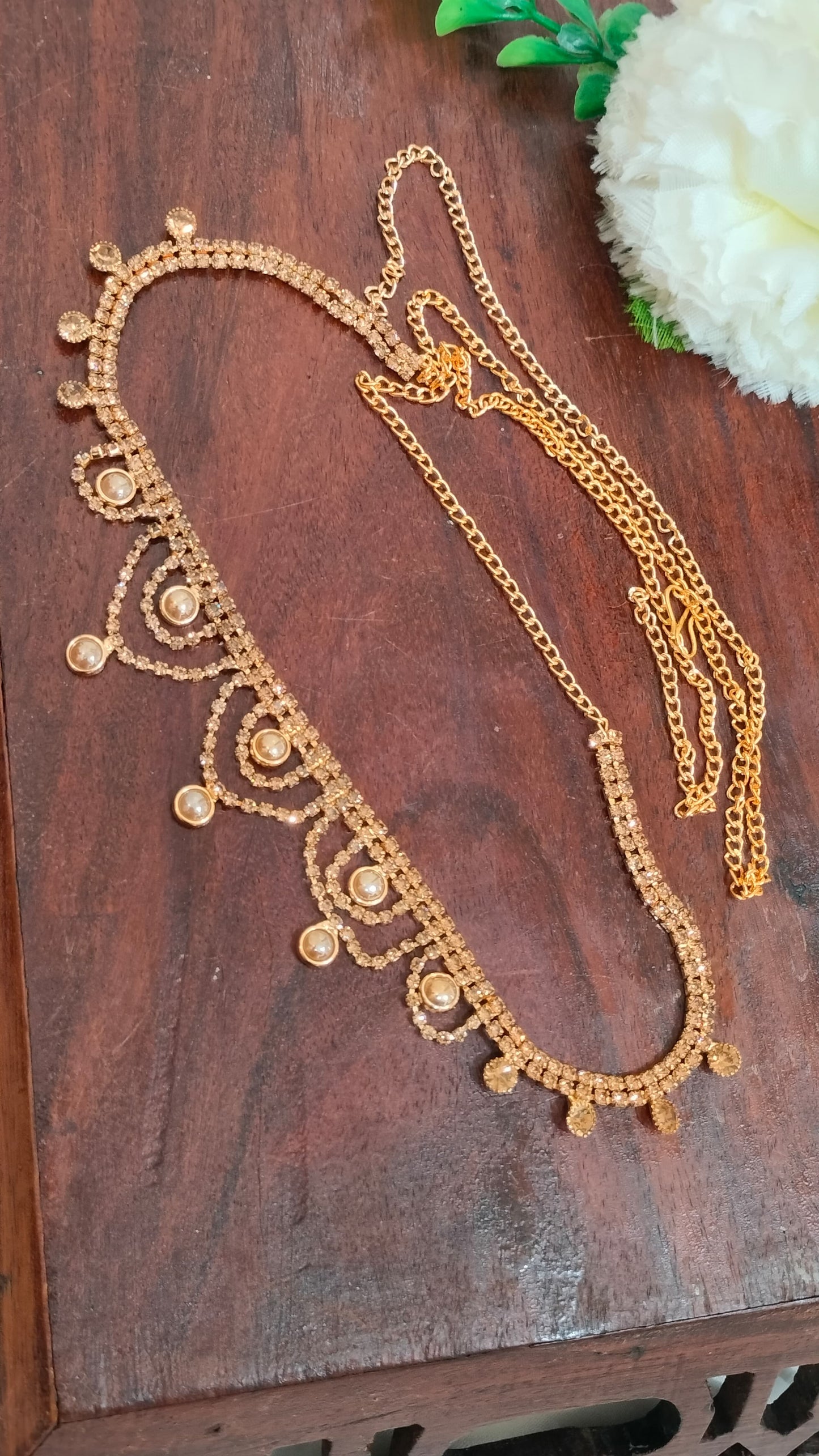 Chain Dangling Model Stone Worked Antique Gold Hip Chain Near Me
