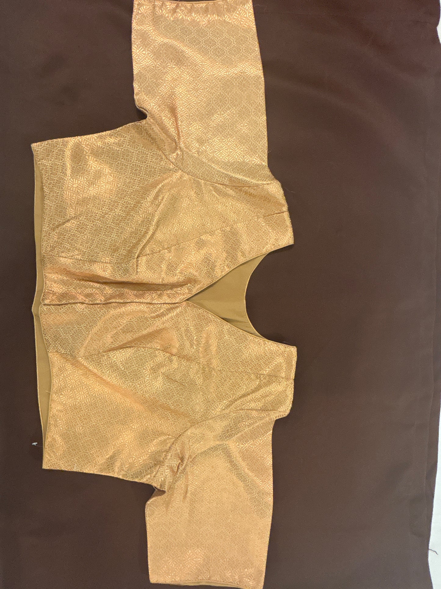 Alluring Front Open Rose Gold Color Jacquard Elbow Sleeve Readymade Blouse For Women