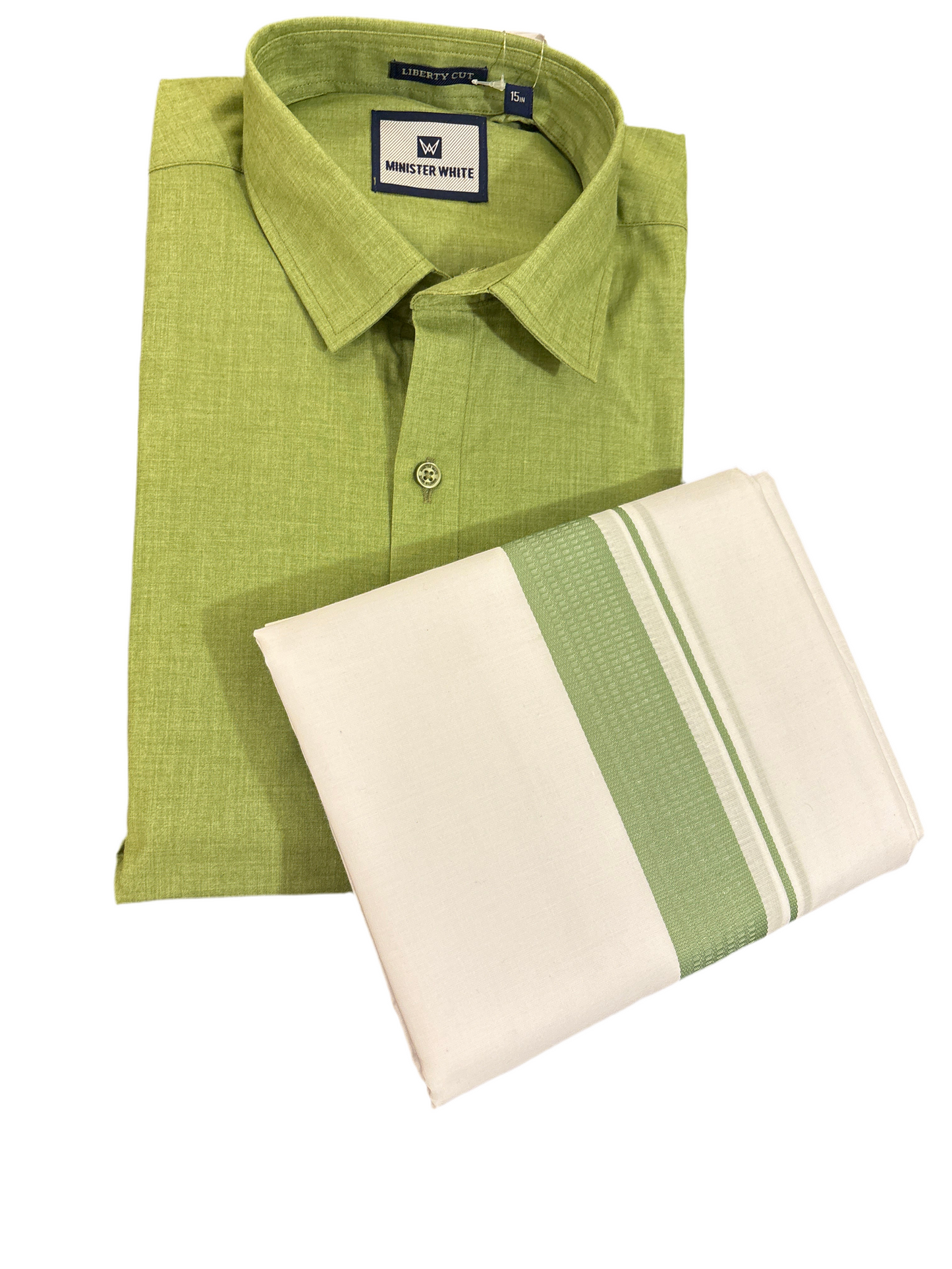 Gorgeous Green Color Cotton Dhoti Set With Fancy Border For Mens