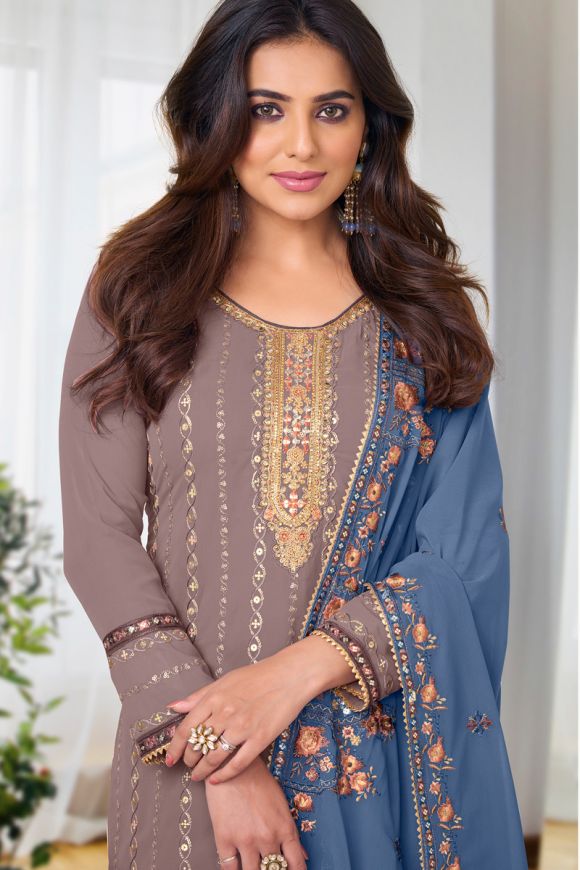 Amazing Georgette & Chinon Embroidery Work Kurtis Near Me