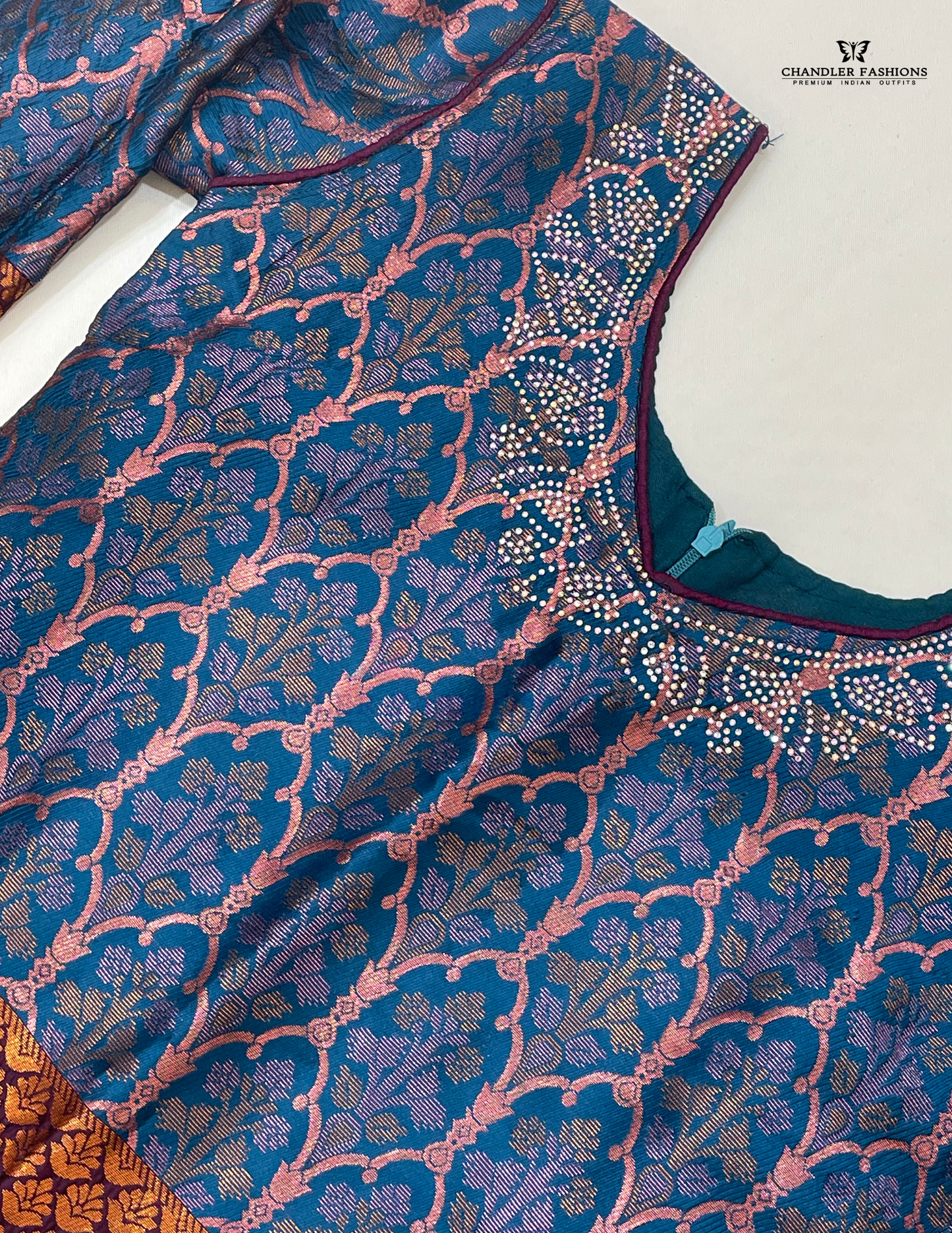 Blue Color Silk Choli Sets With Stone Work In Mesa