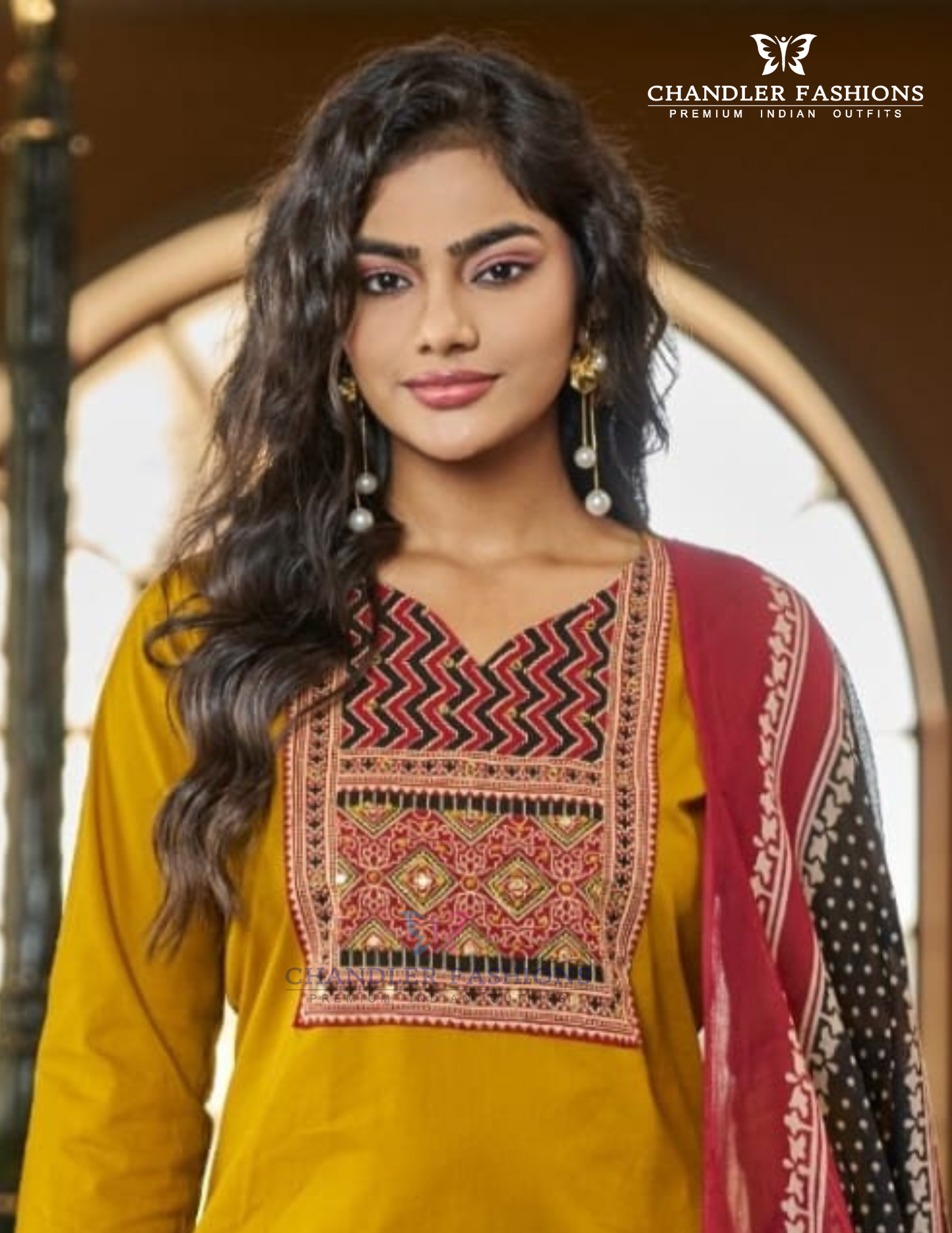 Mustard Yellow Color Cotton With Printed Work Salwar Suits With Dupatta Near Me