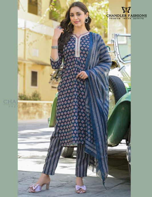 Stunning Color Viscose Embroidery And Printed Work Salwar Suits With Dupatta Set For Women