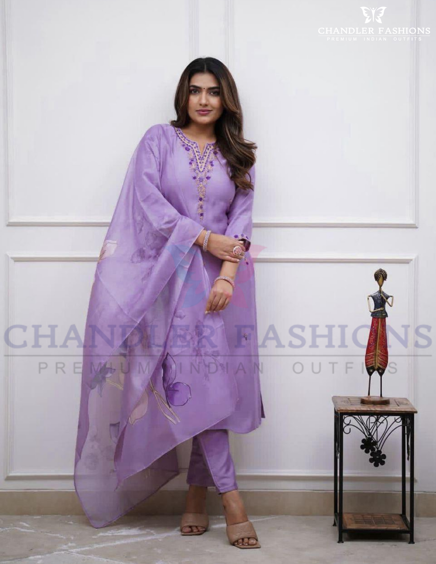 Goergeous Lavender Color Reyon Slub Cotton With Embroidery Work Salwar Suits For Women