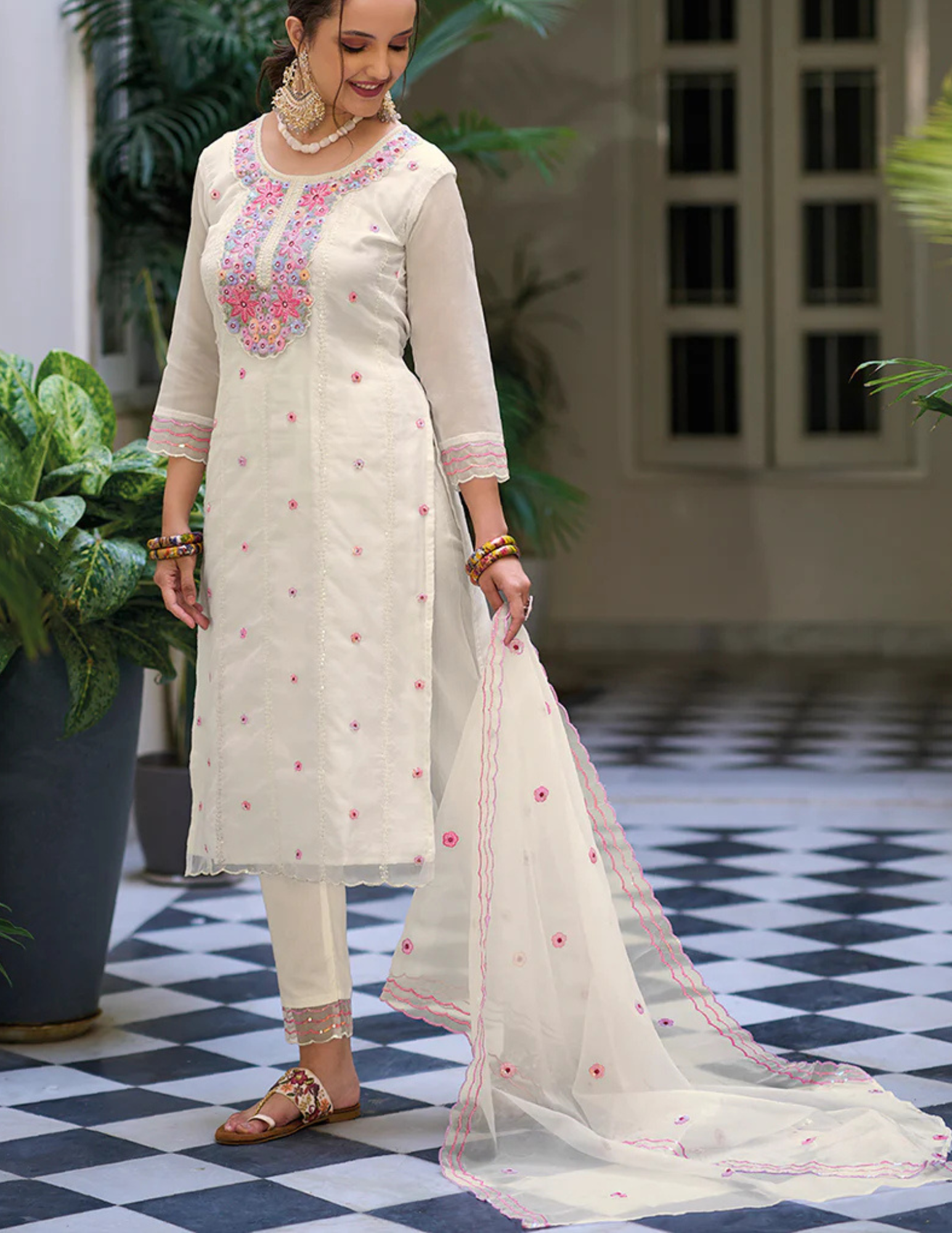 White Color Kurti Sets For Women In USA