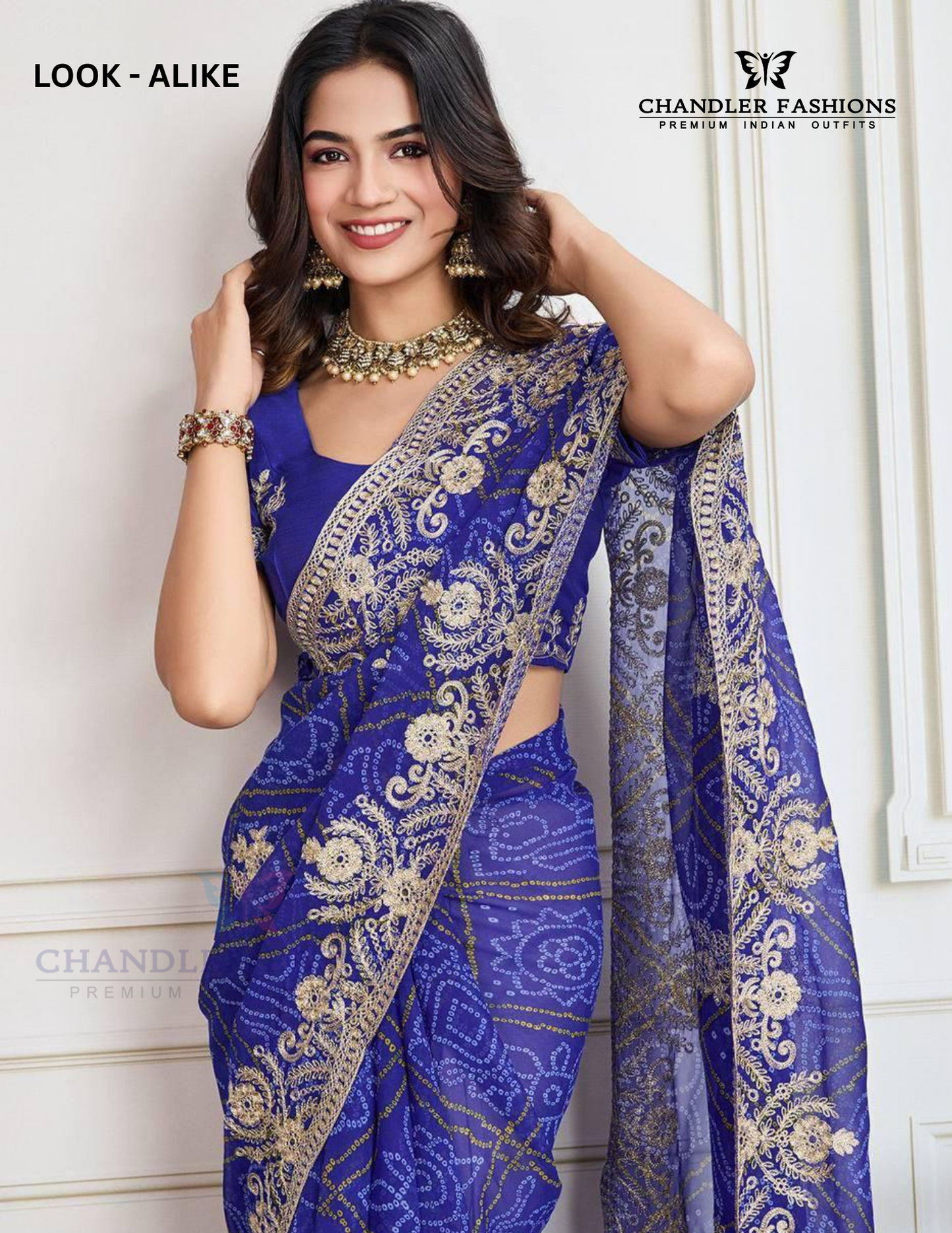Navy Blue Color Georgette With Embroidery Work Saree Near Me