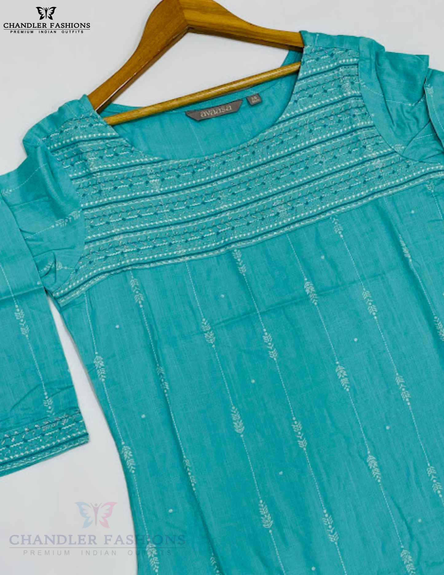 Stunning Sky Blue Color Cotton Kurti In Chandler