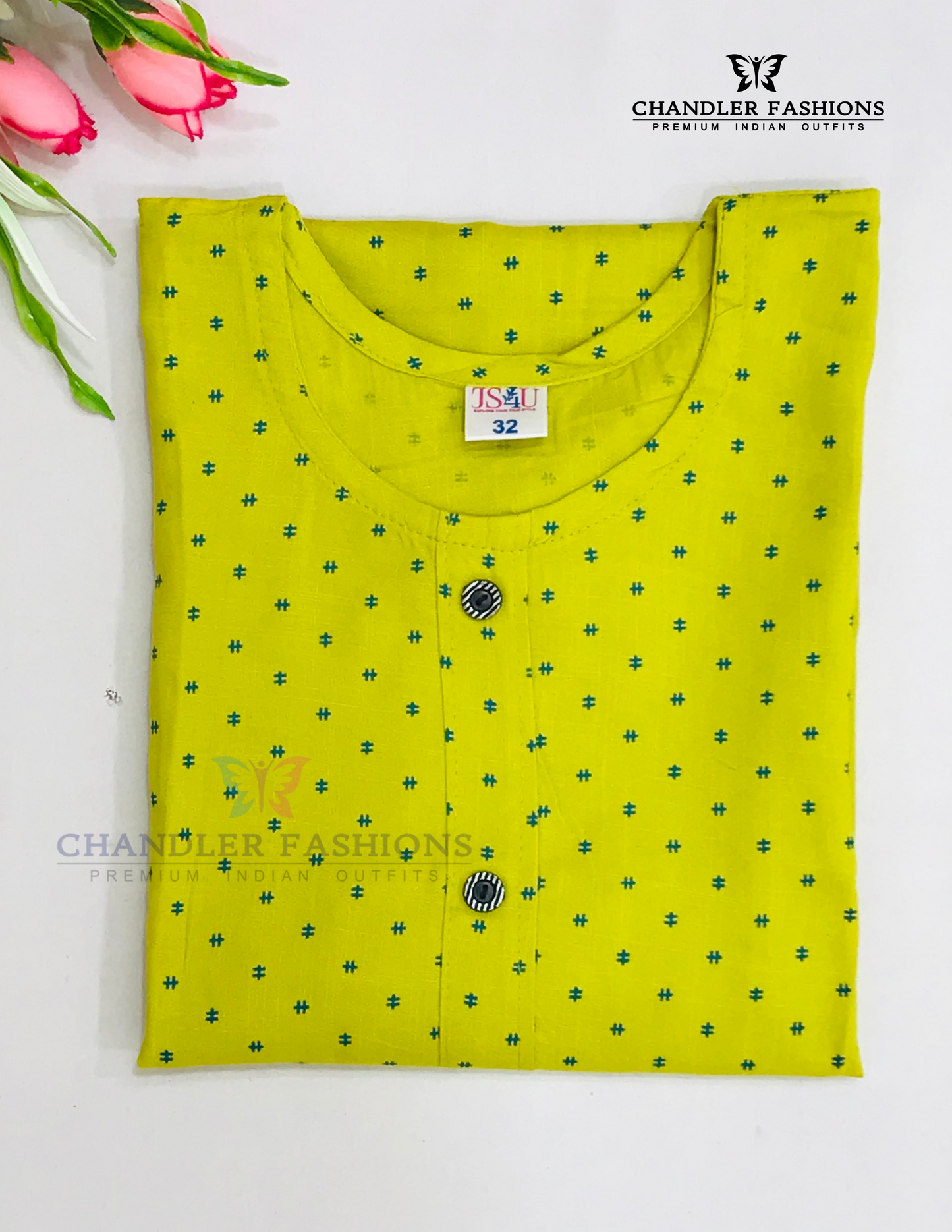 Yellow Color Rayon Printed Work Kurti In Yuma