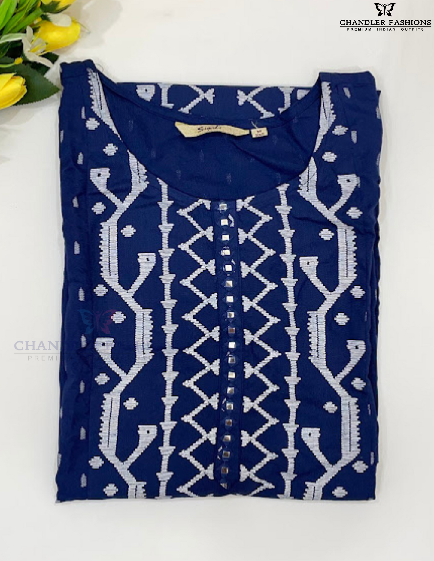 Blue Printed Kurti With Pocket Near Me