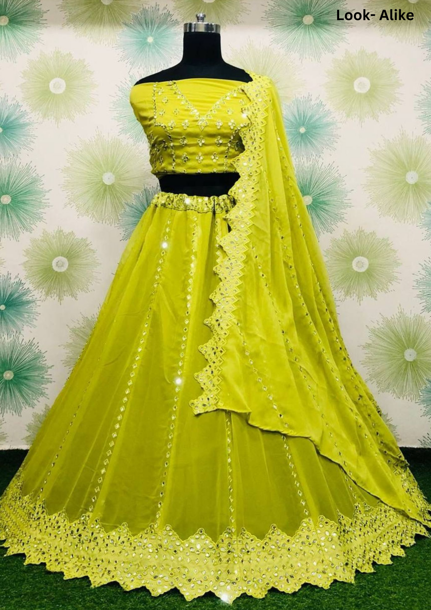 Beautiful Yellow Colored Georgette Embroidery Work Lehenga With Dupatta