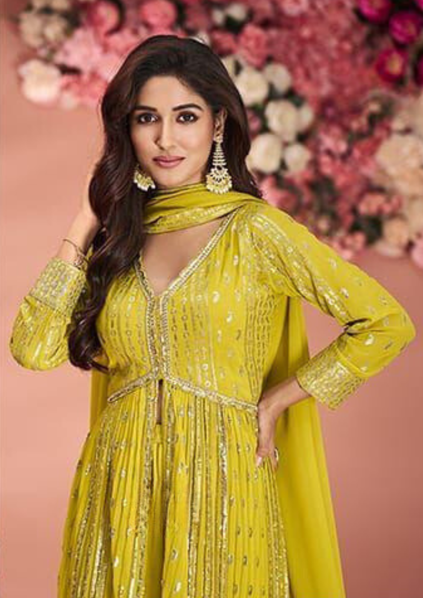 Yellow Colored Palazzo Suits For Women Near Me