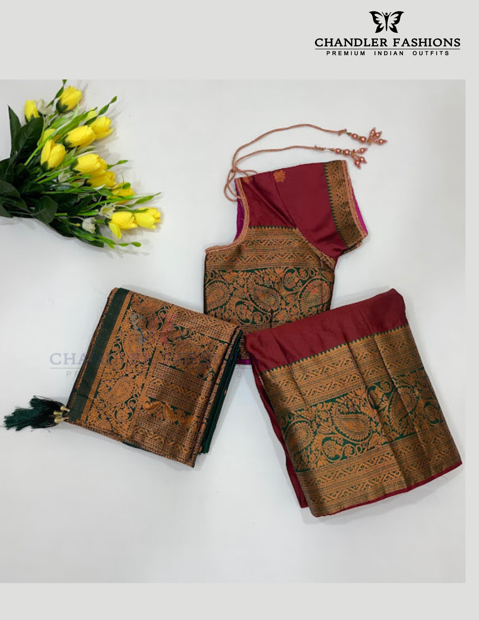 Dark Maroon Colored Art Silk Half Saree Sets In USA