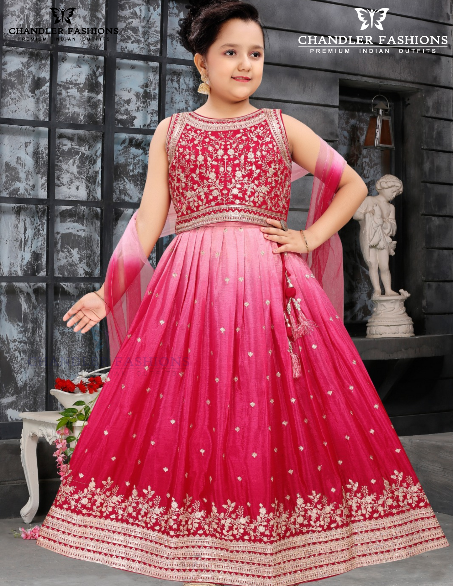 Stunning Rani Pink Color Embroidery And Sequins Work Choli Sets For Girls