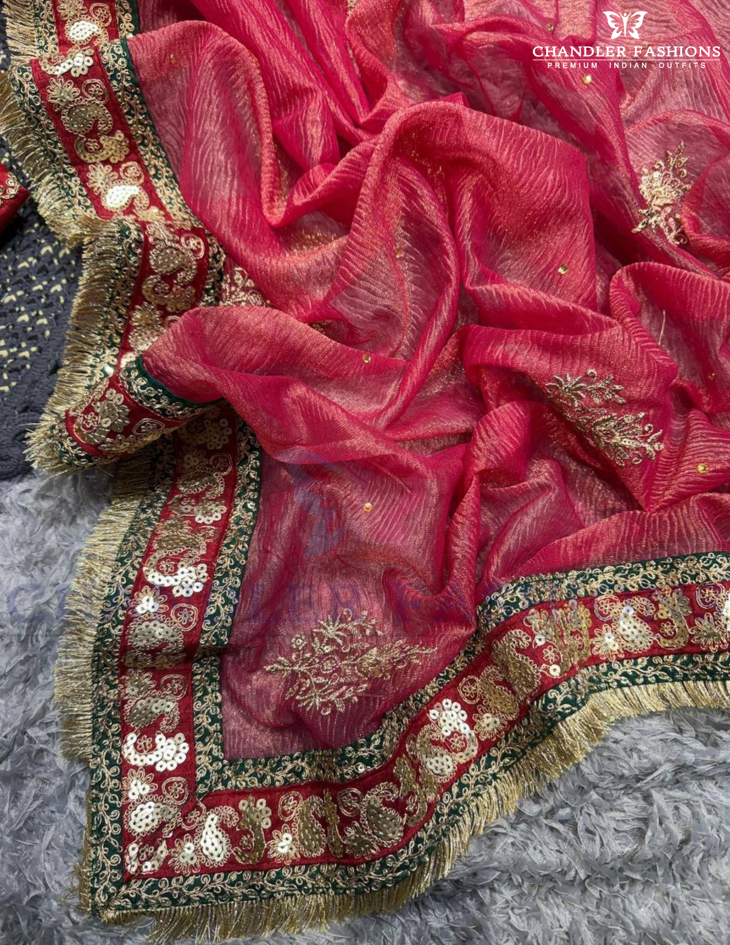 Red Color Banarasi With Embroidery Work Saree For Women In USA