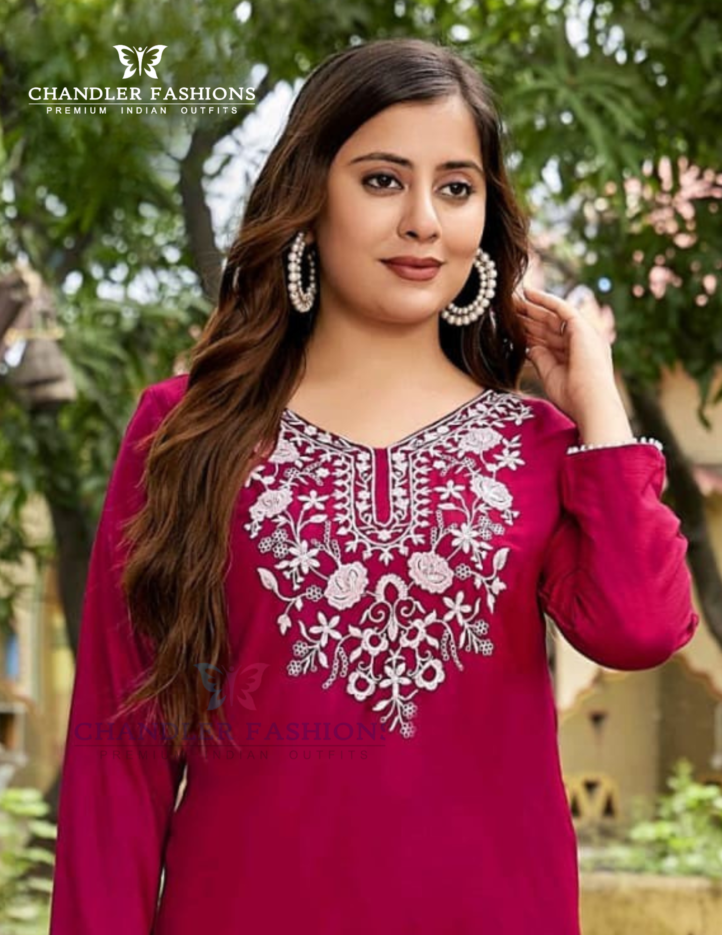 Dark Pink Color Cotton With Embroidery Work Short Kurti Near Me