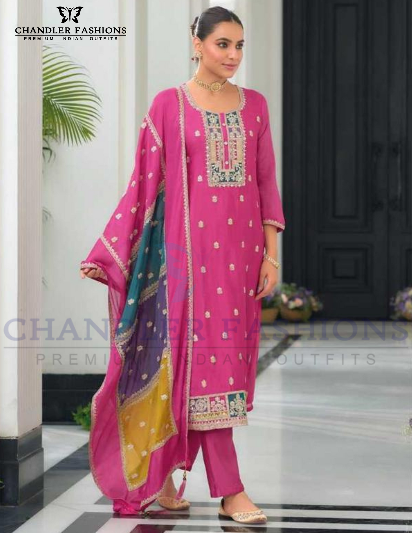 Pink Embroidery Work Salwar Suits For Women Near Me