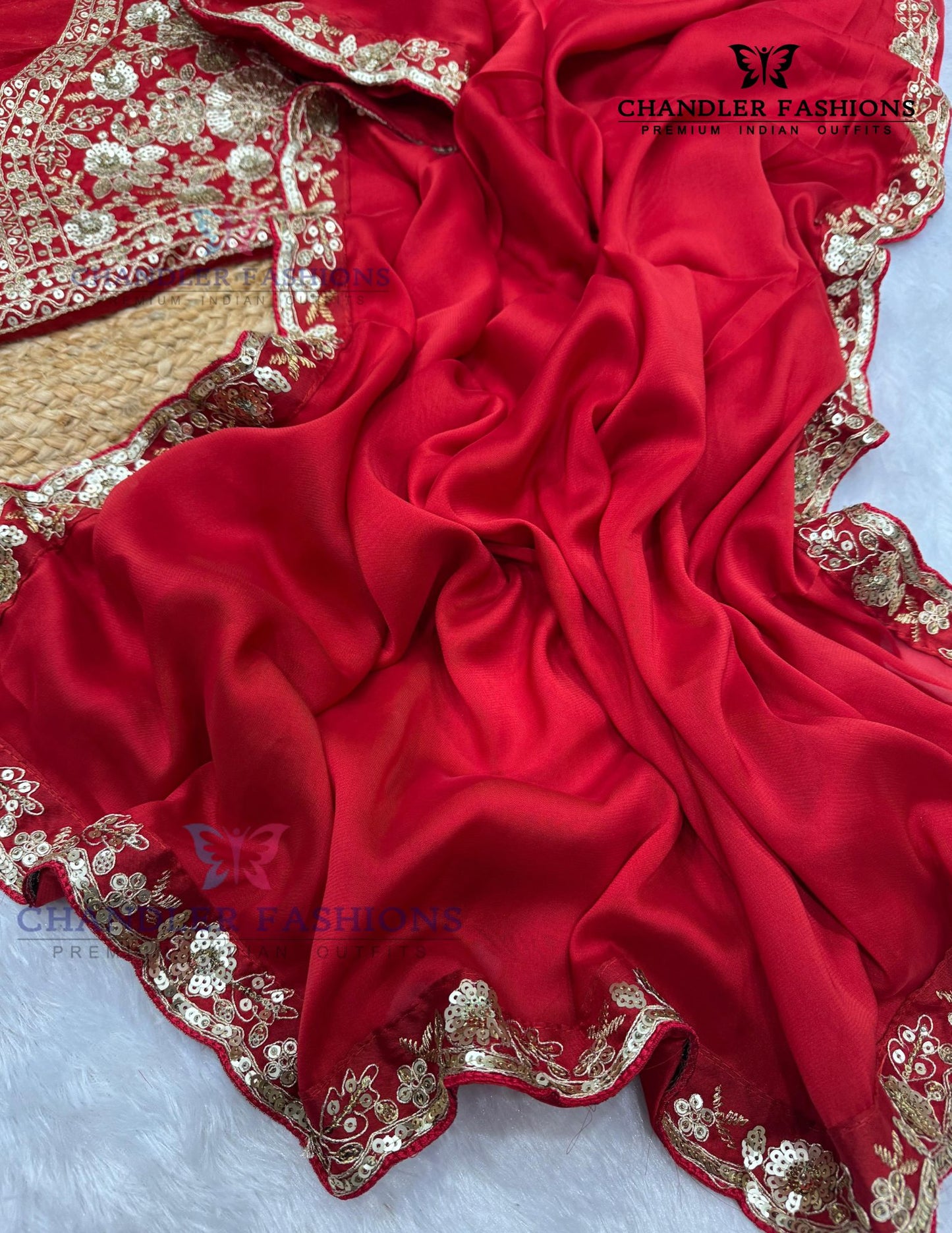 Stunning Embroidery Work Saree In Yuma