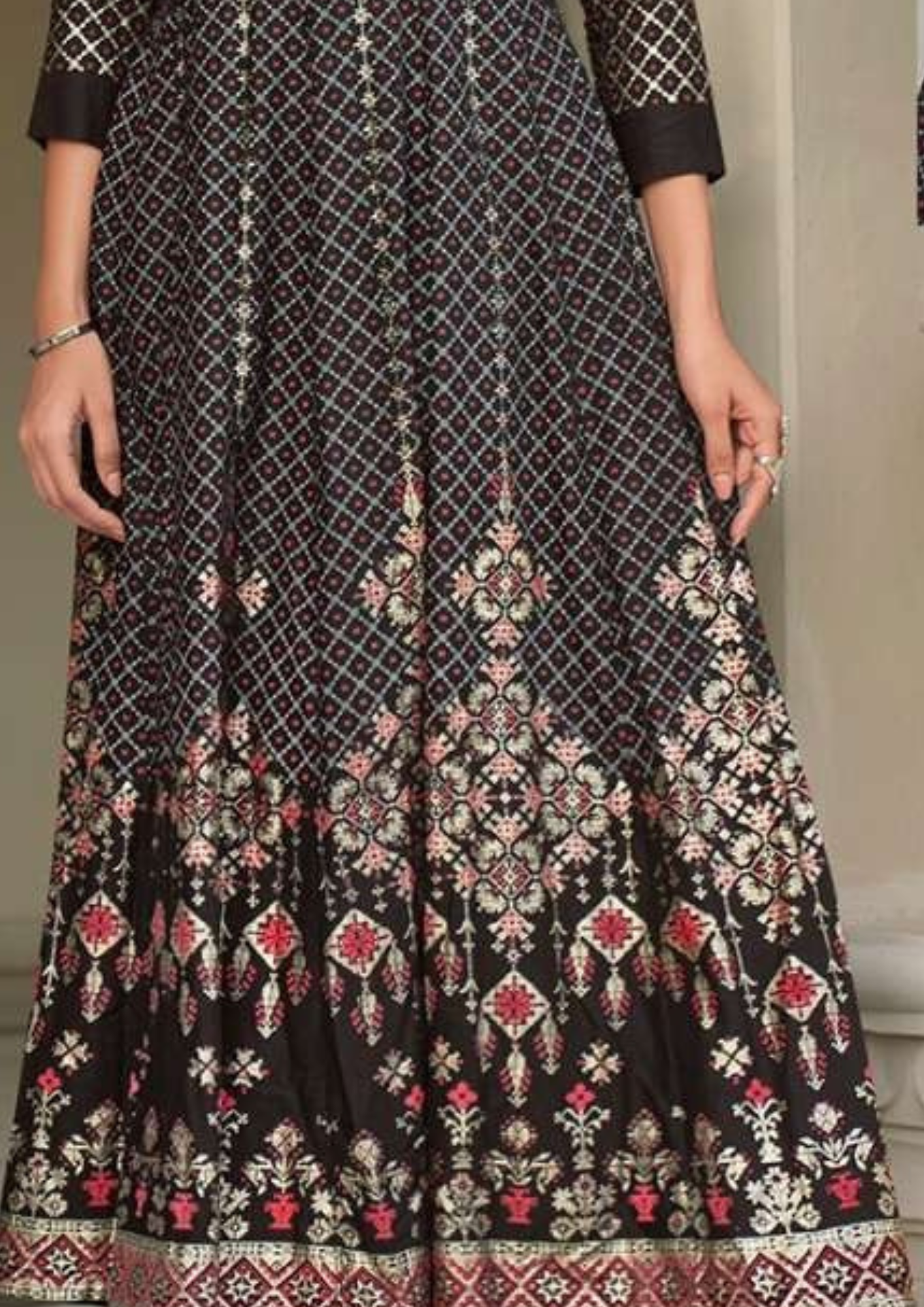 Gorgeous Black Color Heavy Rayon With Foil Print Work Kurti In Chandler