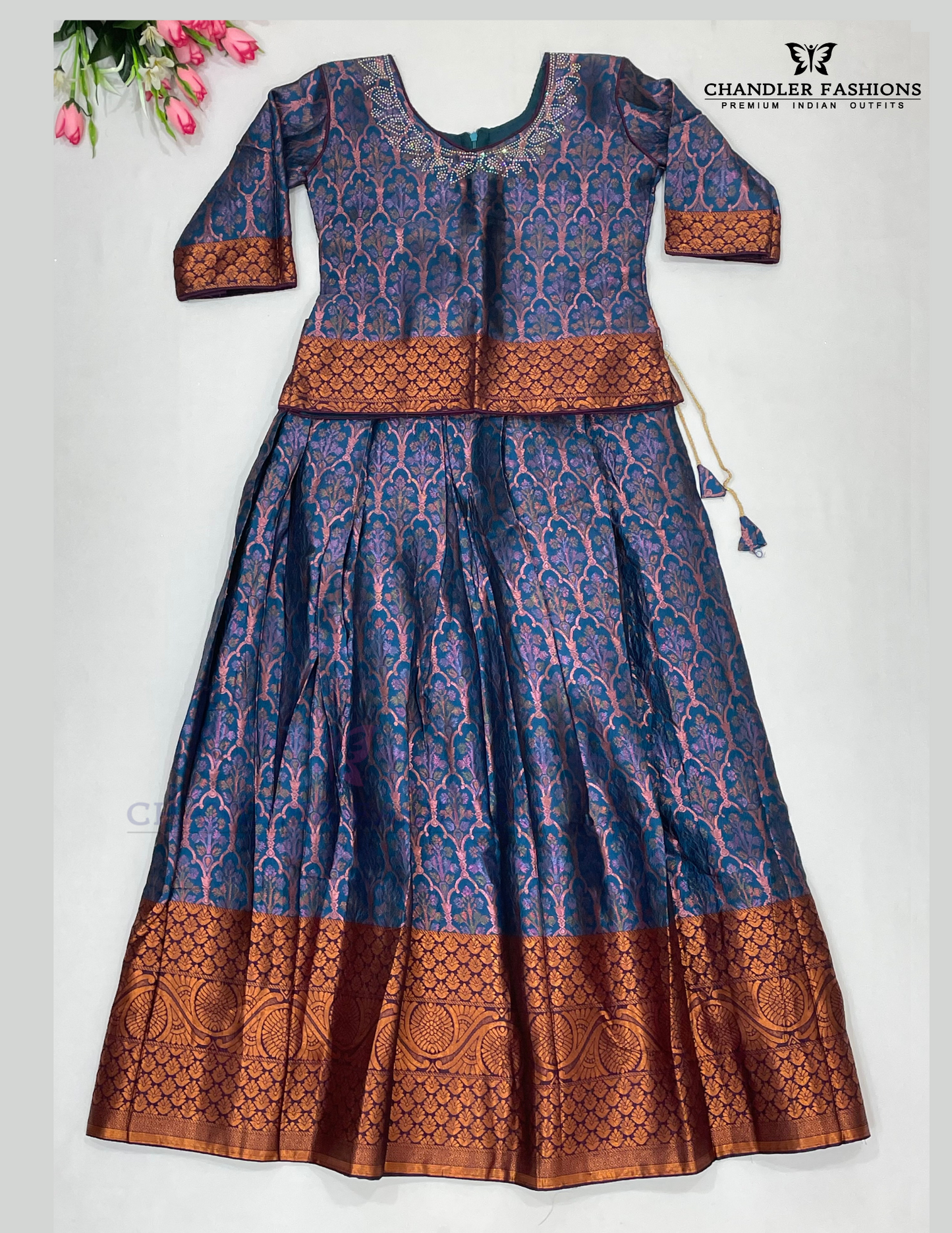 Blue Color Silk Choli Sets With Stone Work In Surprise