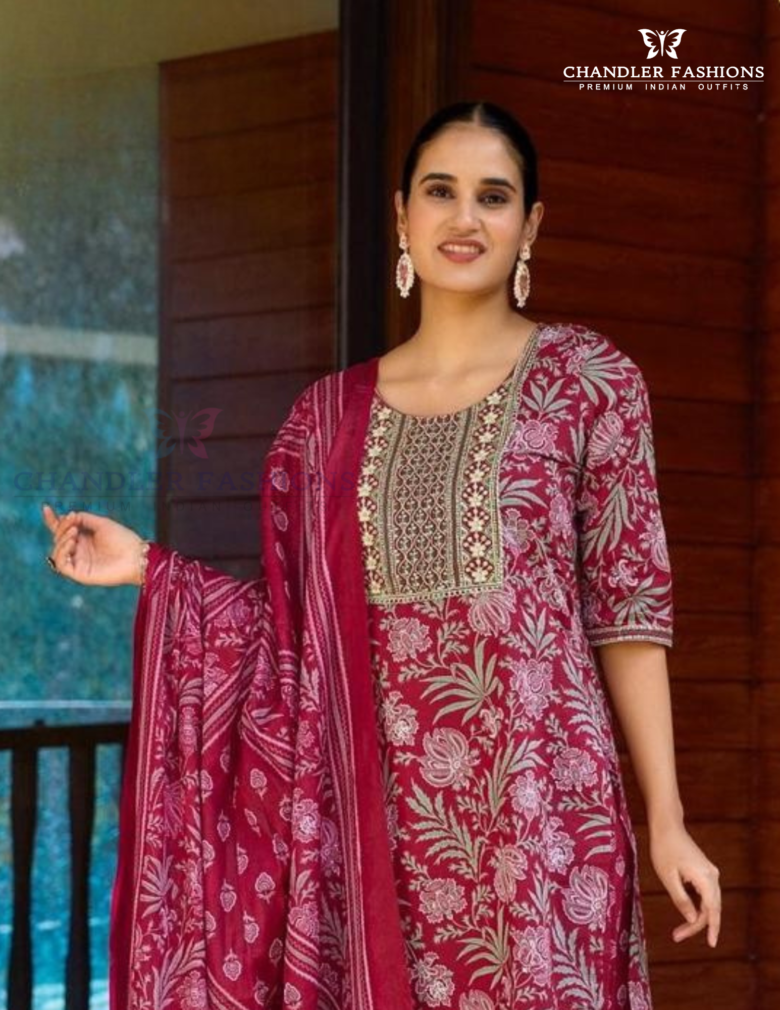 Dark Pink Cotton With Dupatta Set Near Me