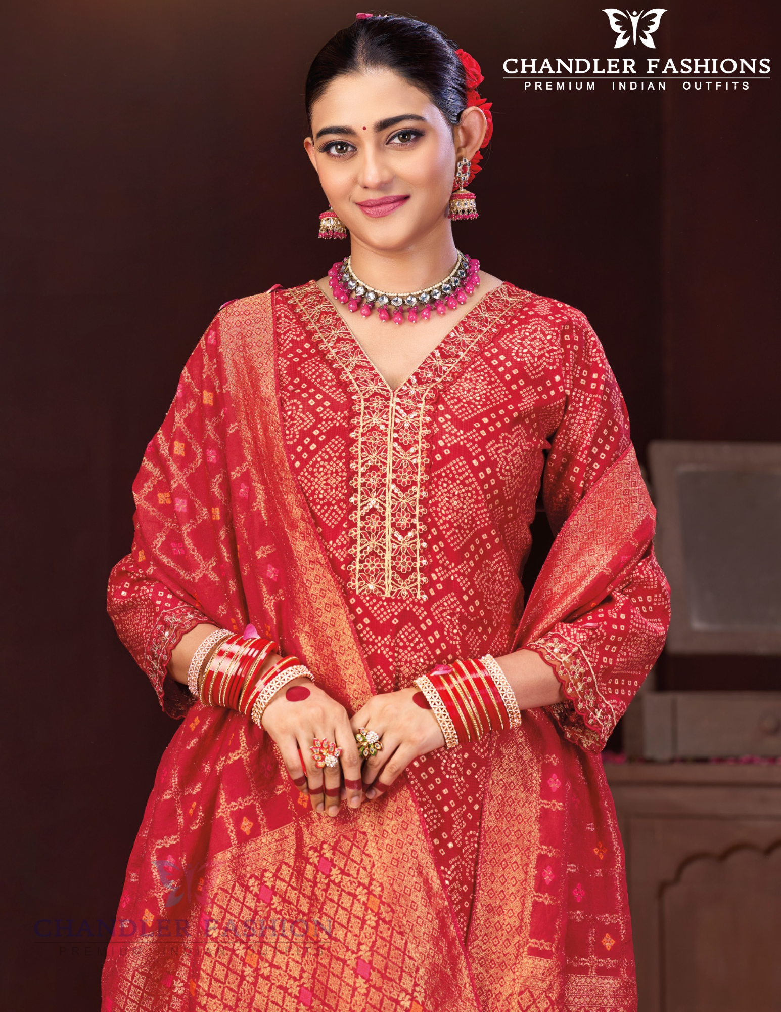 Graceful Red Color Berlin Silk Kurti Suit With Embroidery Work Near Me