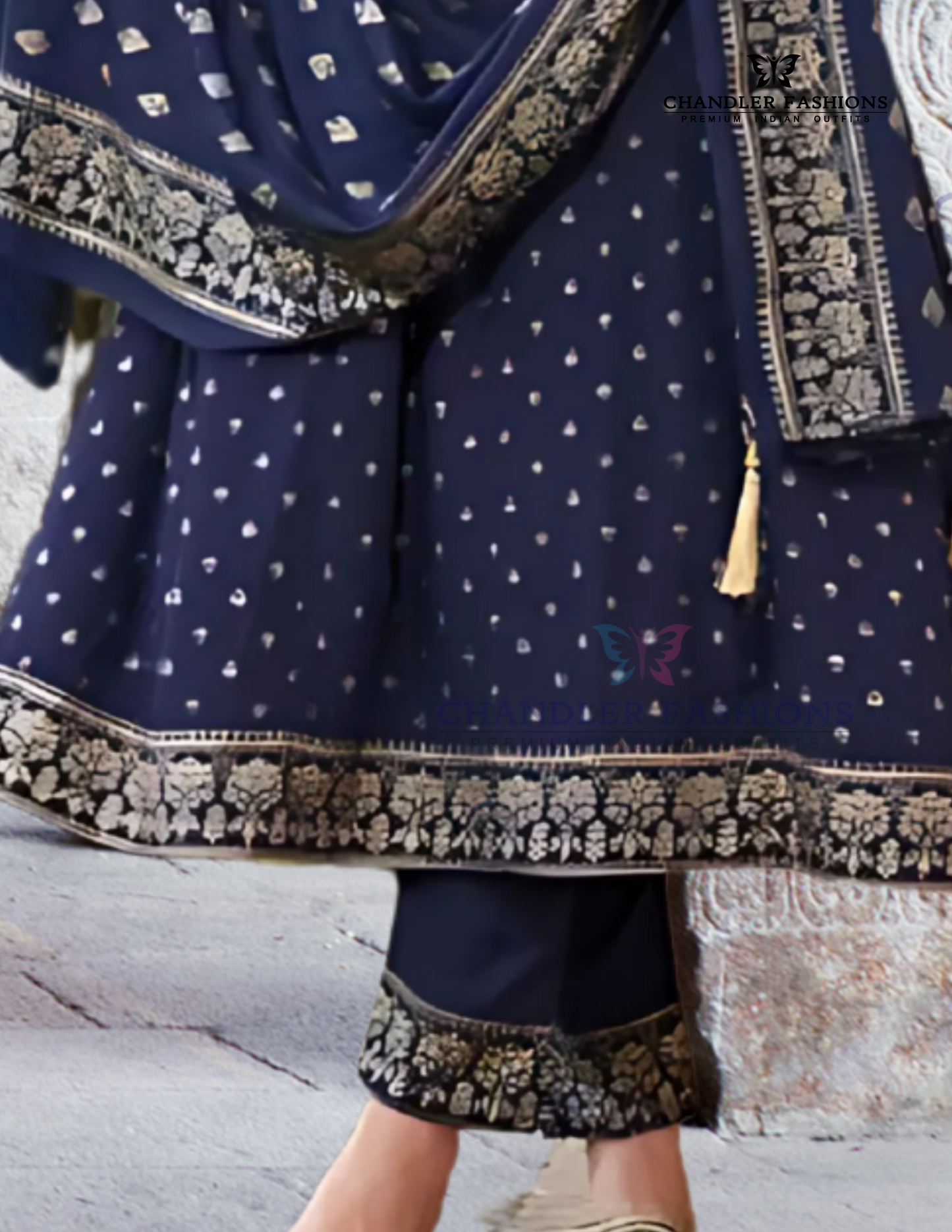Blue Color Embroidery Work Salwar Suits In USA