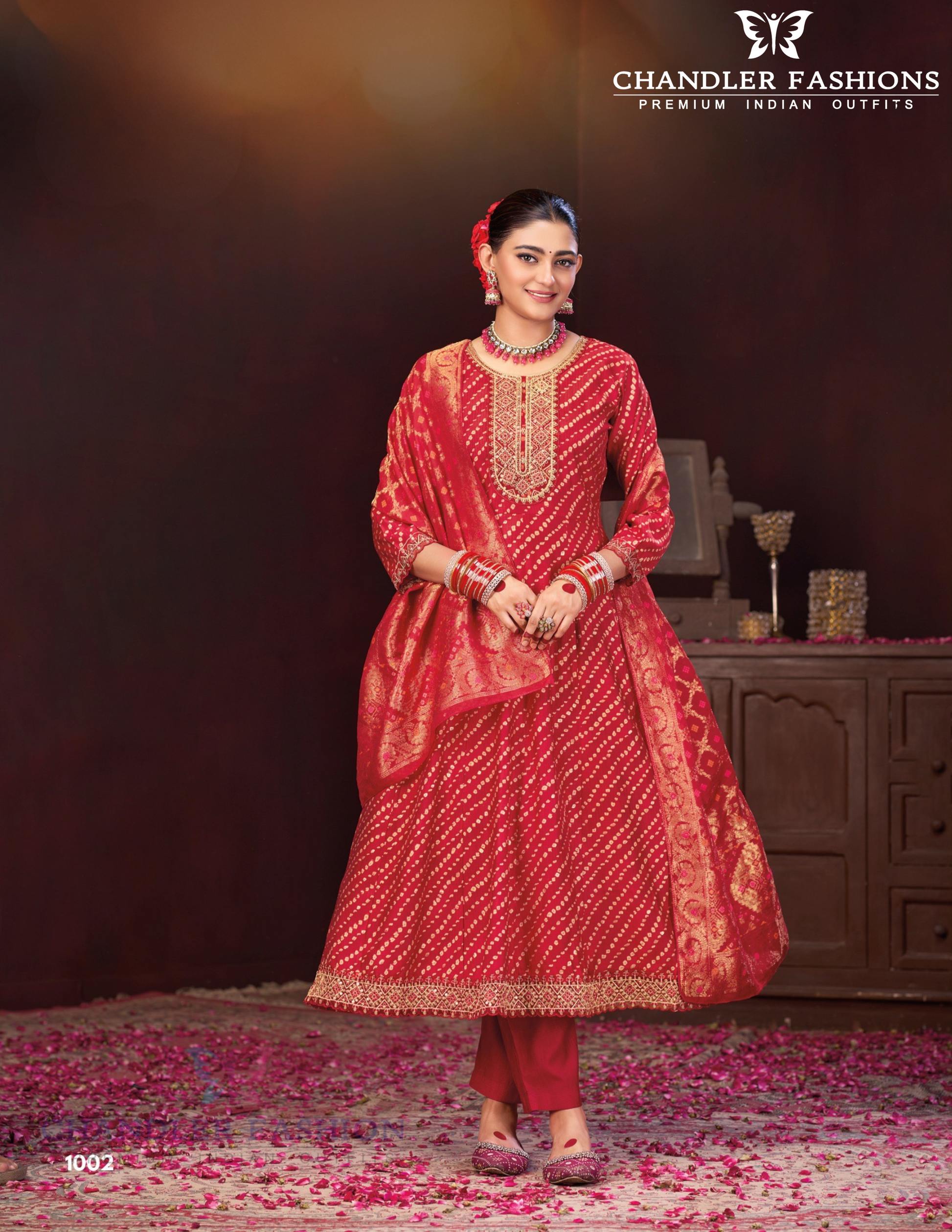 Wonderful Red Color Berlin Silk Kurti Suit With Embroidery Work