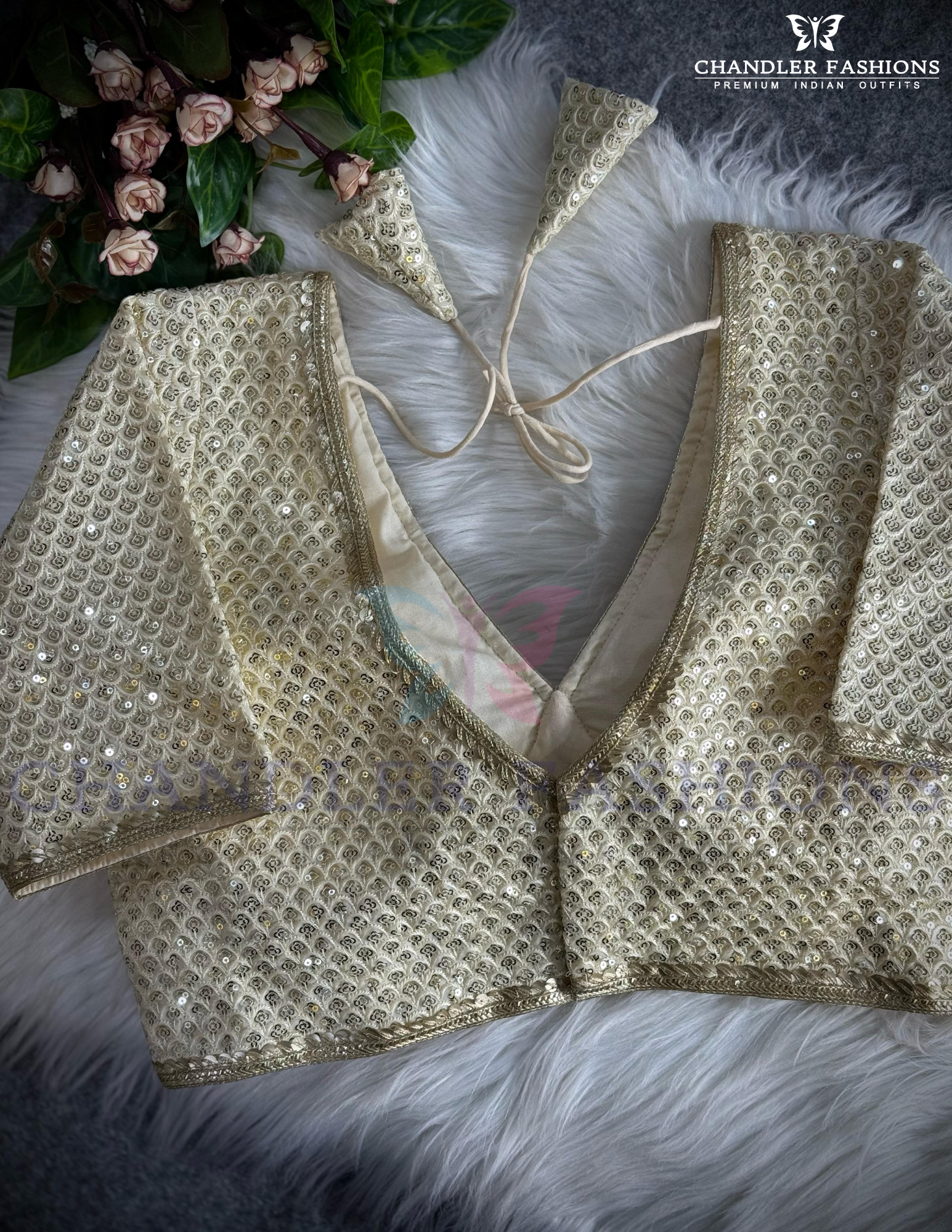 Pretty Faux Georgette Sequins Blouse For Women Near Me