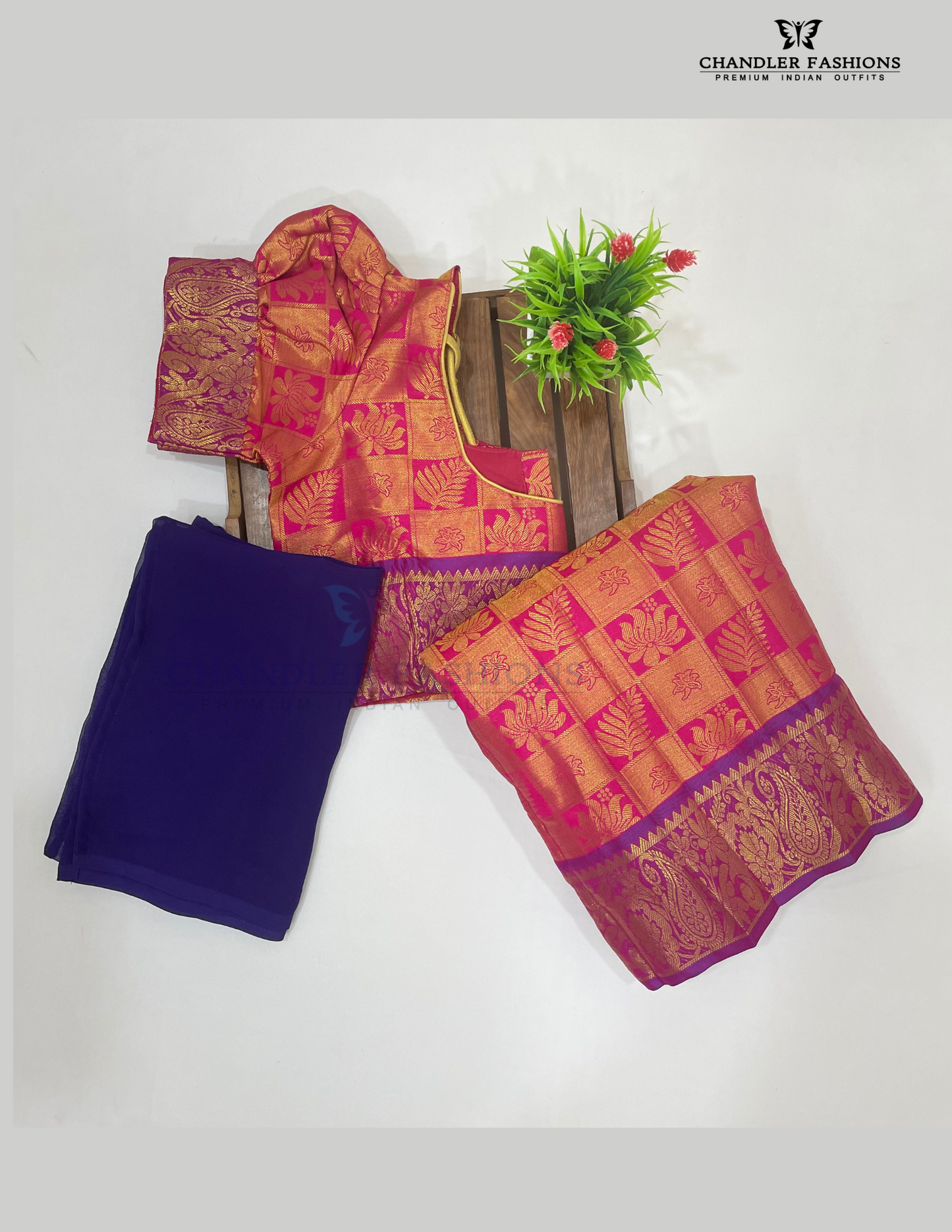 Pink Colored Art Silk Half Saree Set With Zari Work In USA