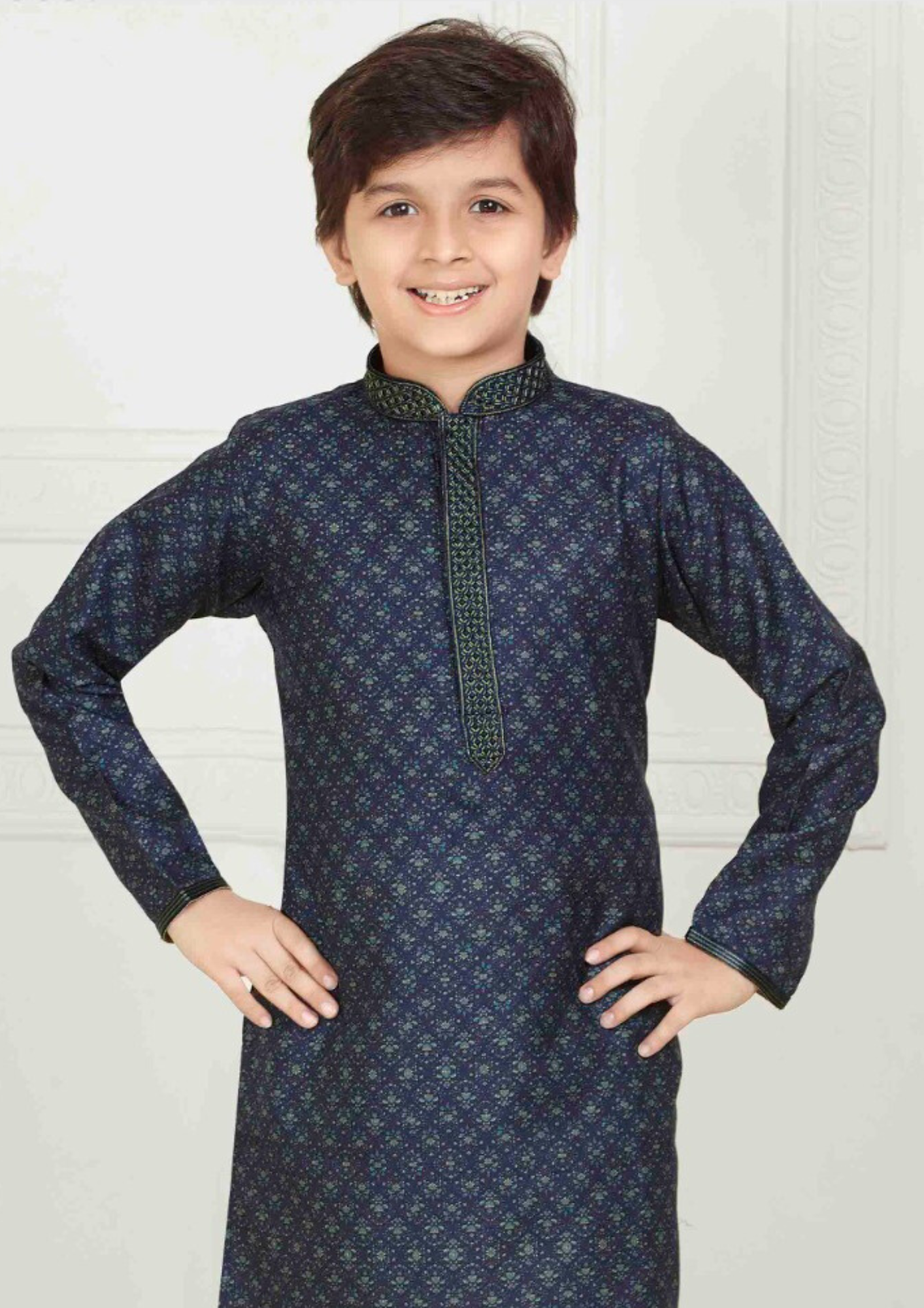 Fabulous Blue Color Poly Cotton With Digital Print Kurta Near Me