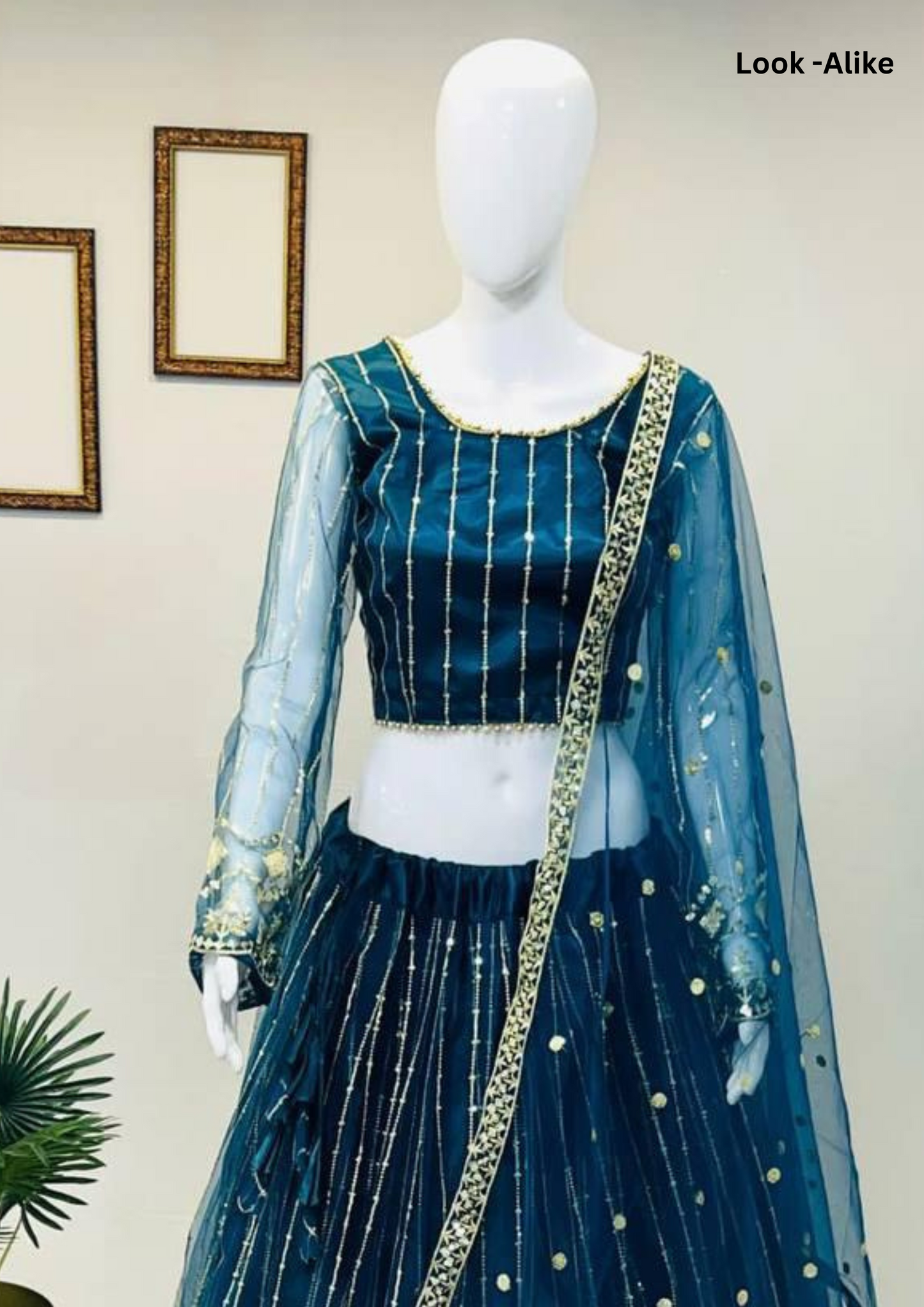 Attractive Teal Blue Color Net Embroidered Lehenga Choli Near Me