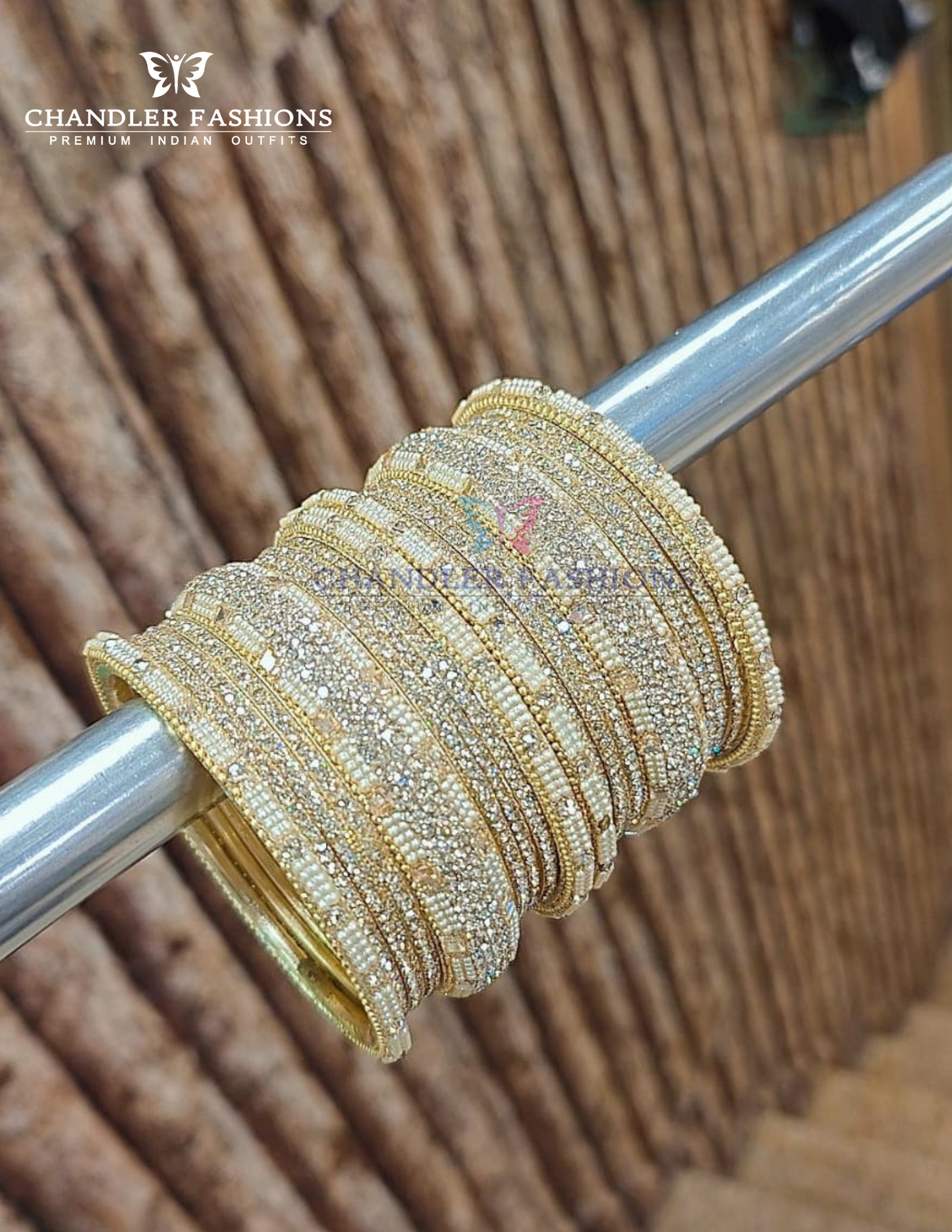 White Stone Gold Plated Bangles In Mesa