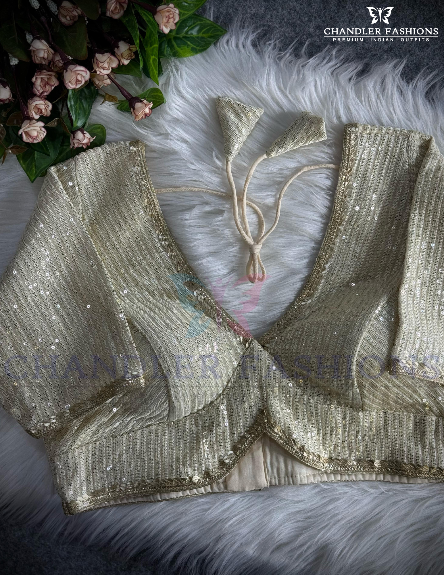 Faux Georgette Sequins Blouse For Women In USA