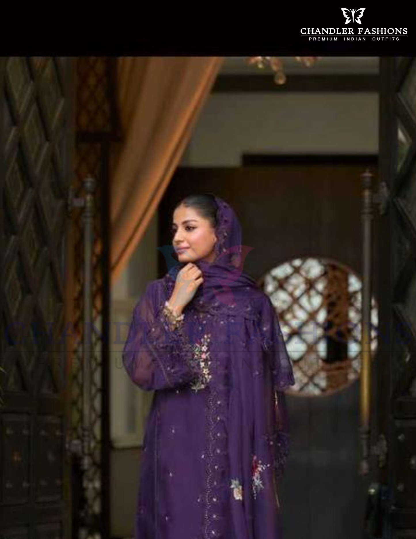 Graceful Dark Purple Color Soft Blooming Organza With Embroidery And Lace Work Salwar Suits Near Me