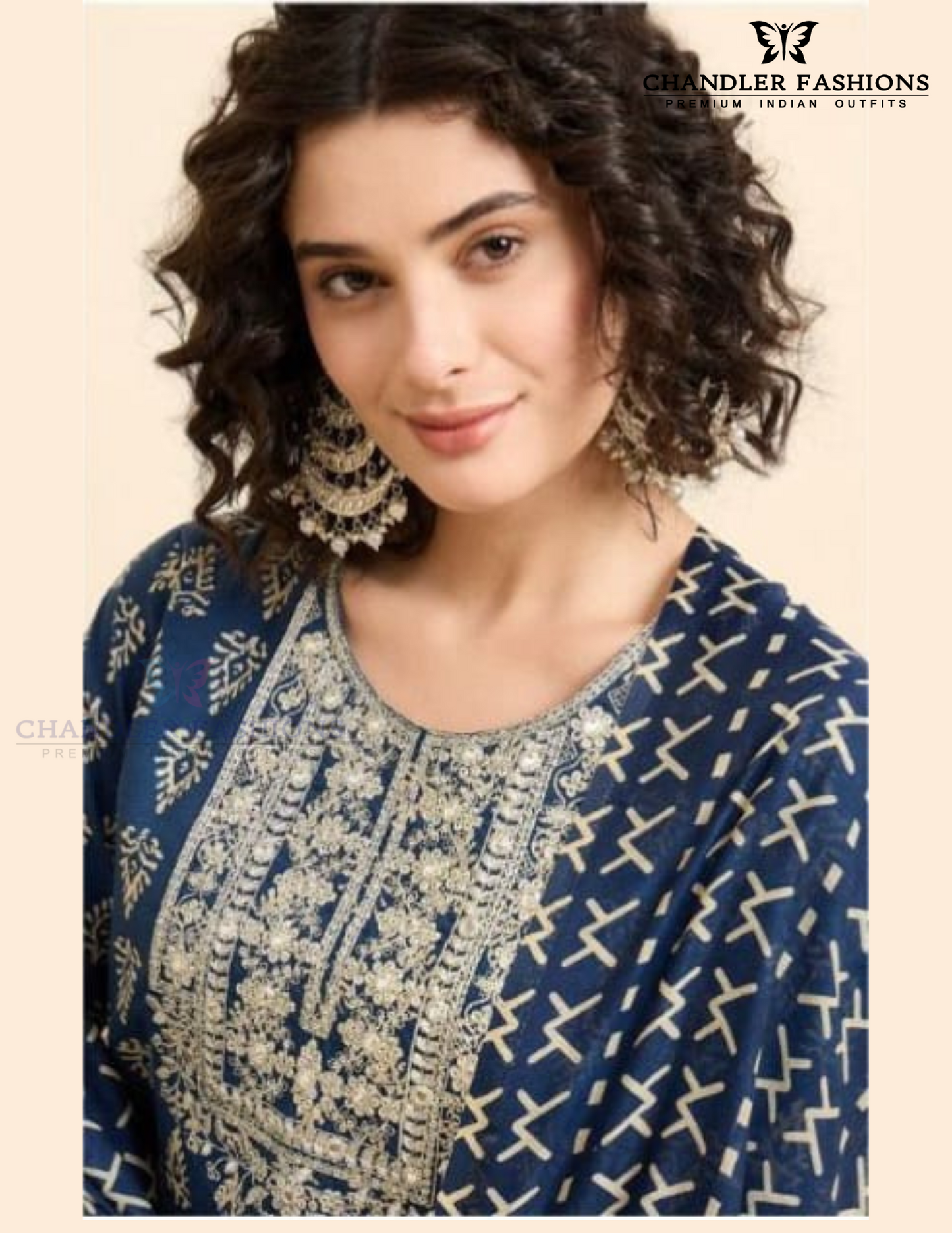 Beautiful Navy Blue Color Viscose Embroidery And Printed Work Salwar Suits With Dupatta Set For Women Near Me