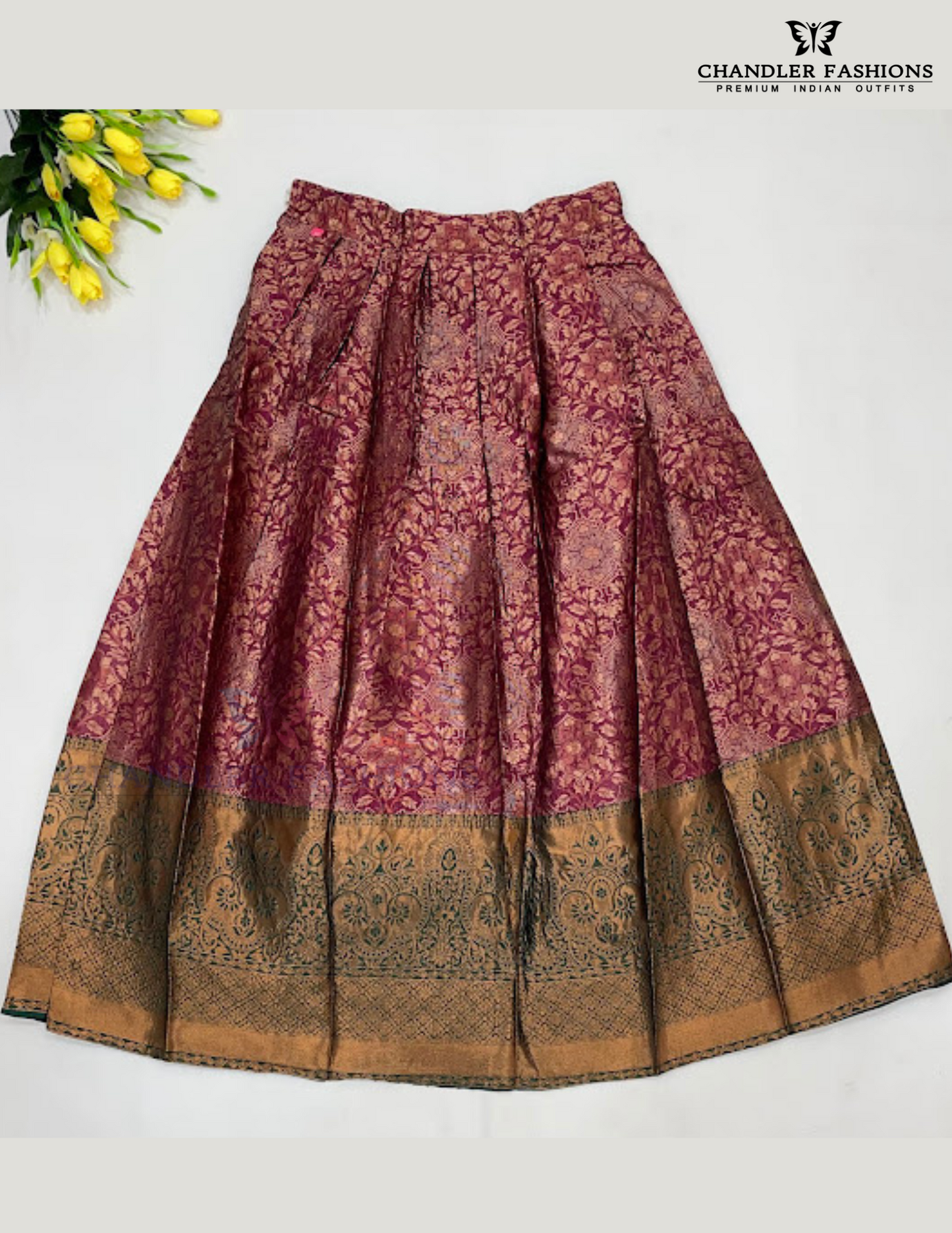 Maroon Colored Art Silk Half Saree Sets In Mesa
