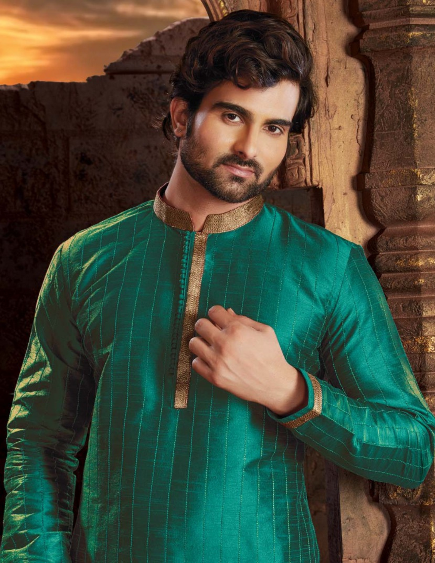 Fantastic Rama Green Silk With Pajama Set Near Me