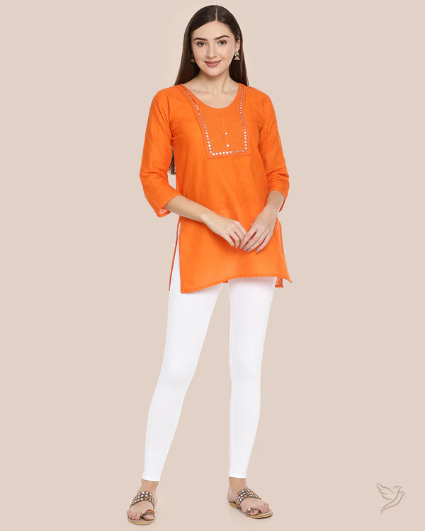 Women Cotton Ankle Length White Leggings