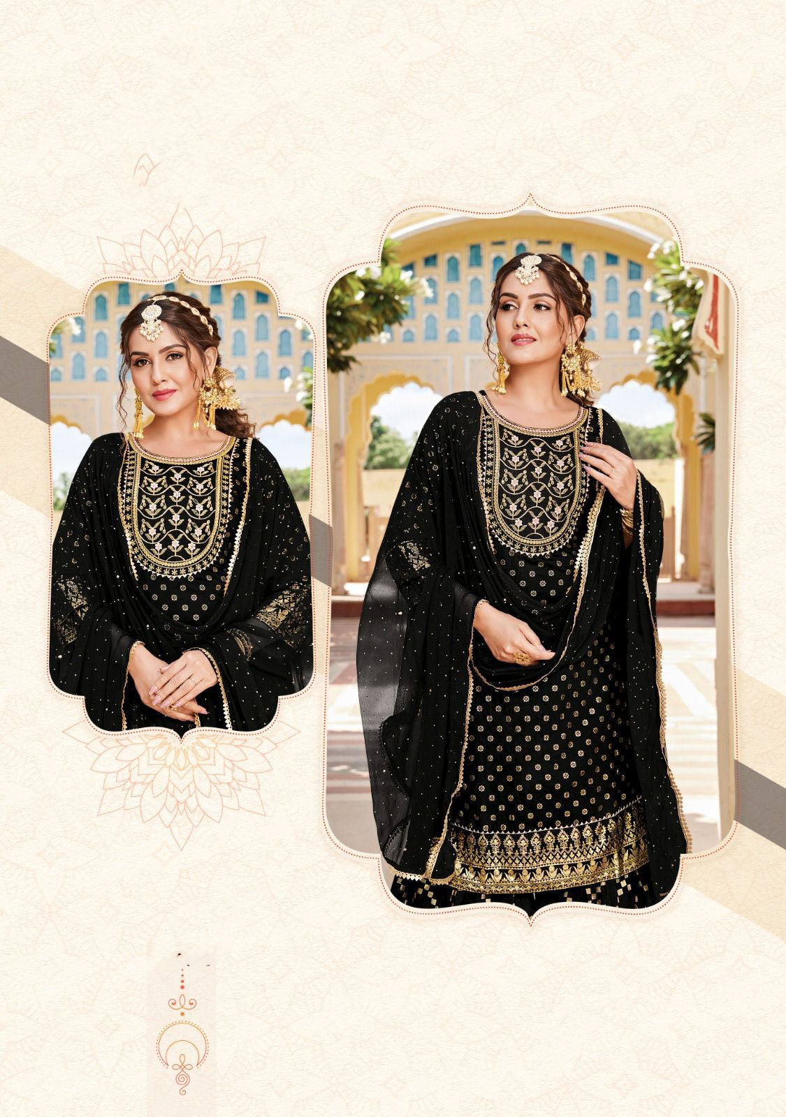 Dazzling Black Colored Chanderi Silk Kurti And Suits Near Me