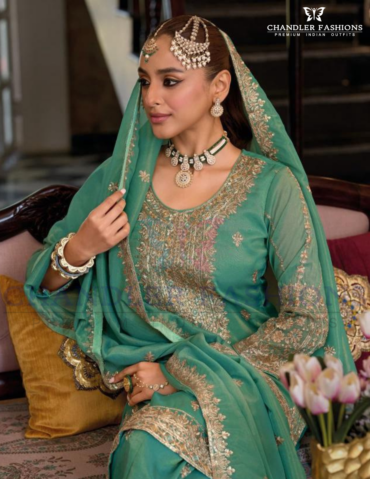 Attractive Green Palazzo Suits For Women In USA