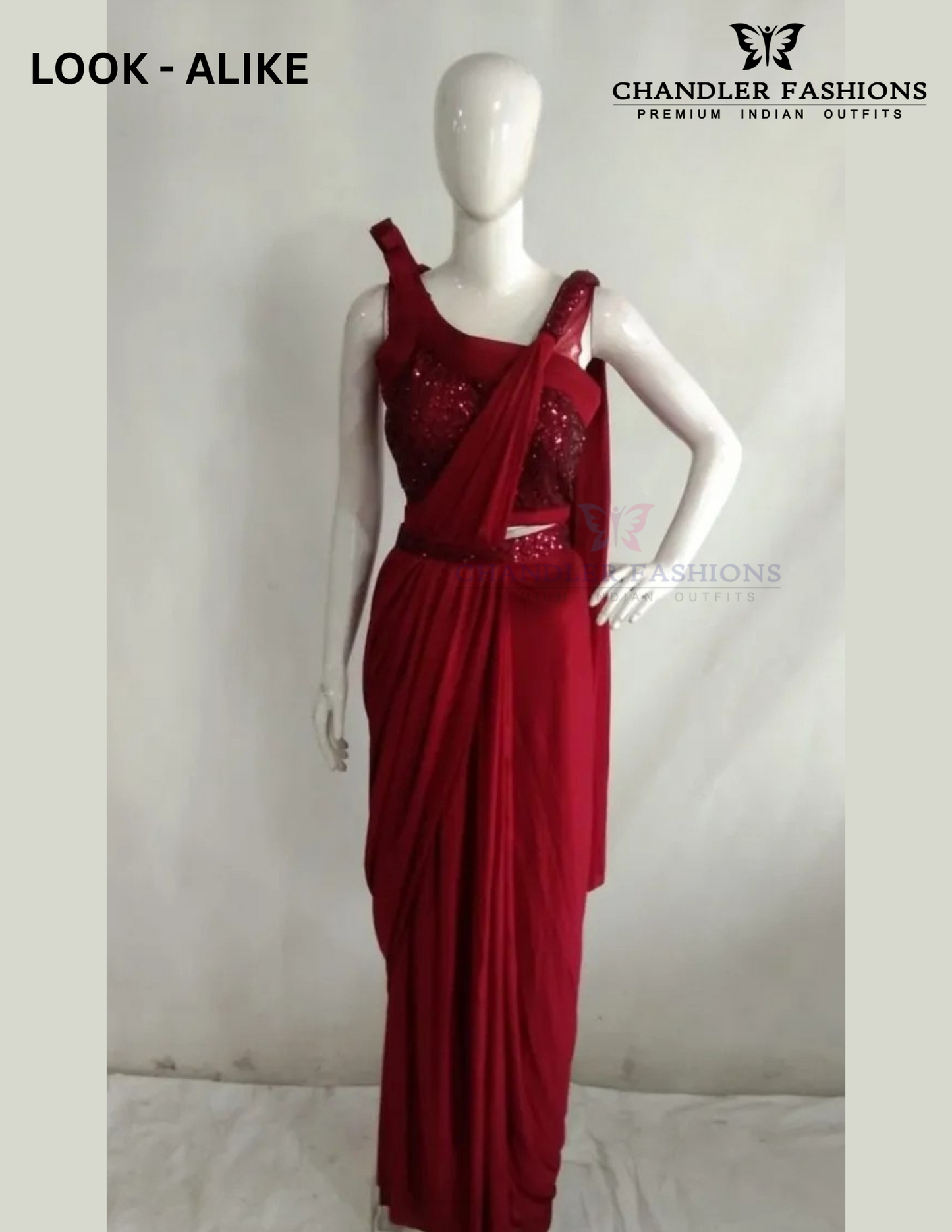 Dark Maroon Lycra Designer Saree In USA