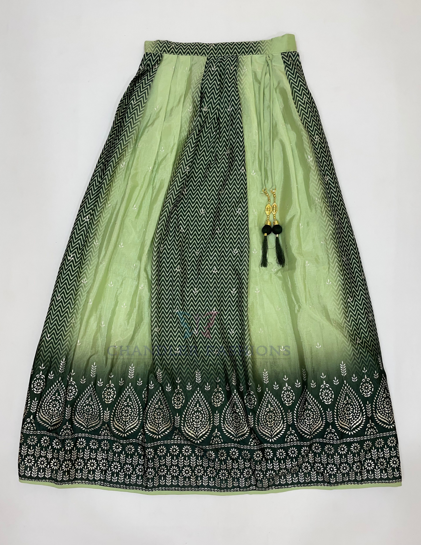 Dark Green Color Georgette With Embroidery And Mirror Work Choli Sets In Surprise