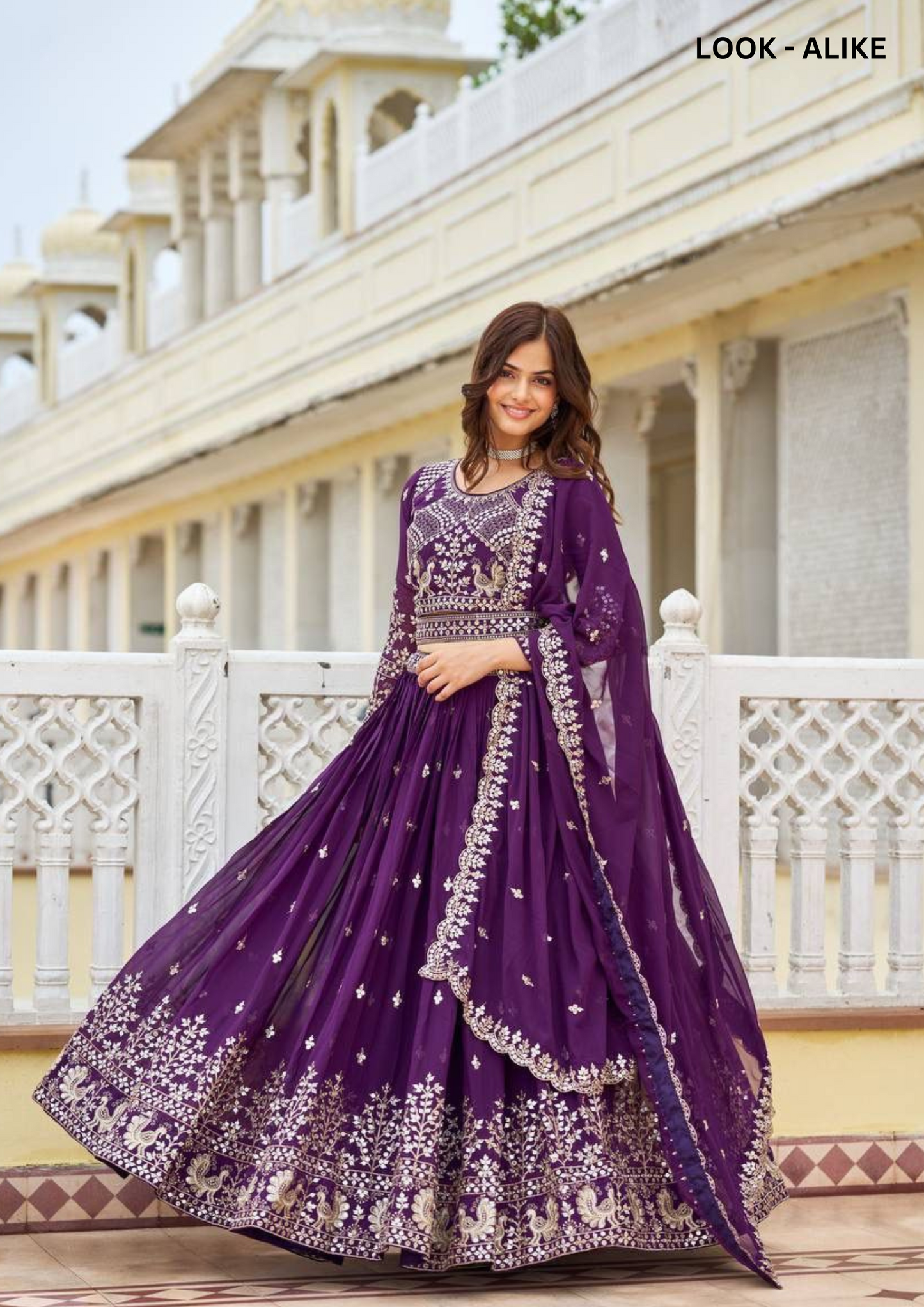 Purple Colored Heavy Faux Georgette Lehenga Choli In USA