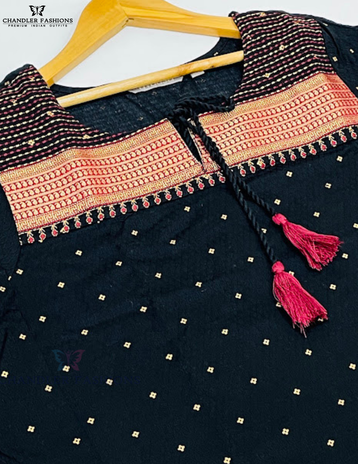 Appealing Black Color Cotton Kurti In Mesa